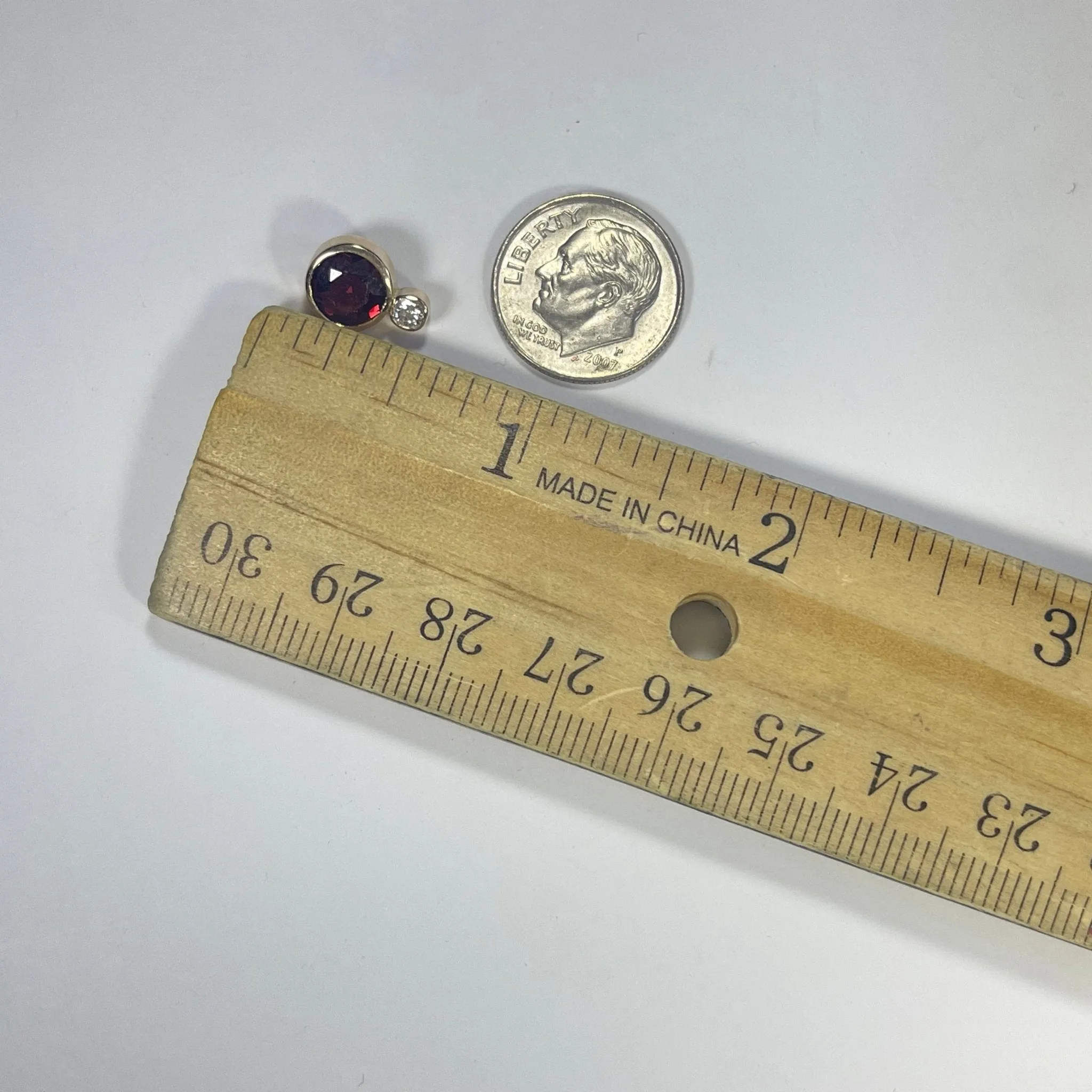 Antique Garnet and Diamond Pendant in 14K Rose Gold. January Birthstone. 2nd Anniversary Gift.