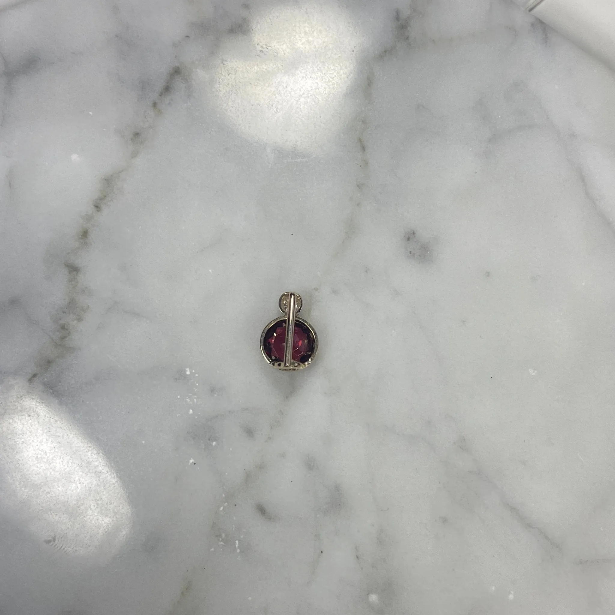 Antique Garnet and Diamond Pendant in 14K Rose Gold. January Birthstone. 2nd Anniversary Gift.