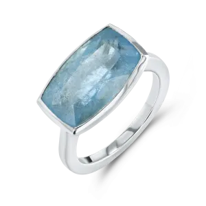 Aquamarine Bezel Set Ring