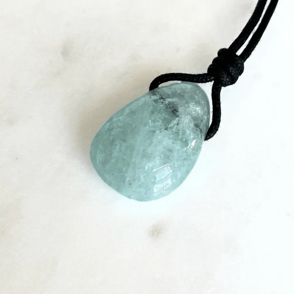 Aquamarine Drop Gemstone Pendant - Clear Serenity