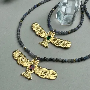 Athena's Owl Beaded Necklace