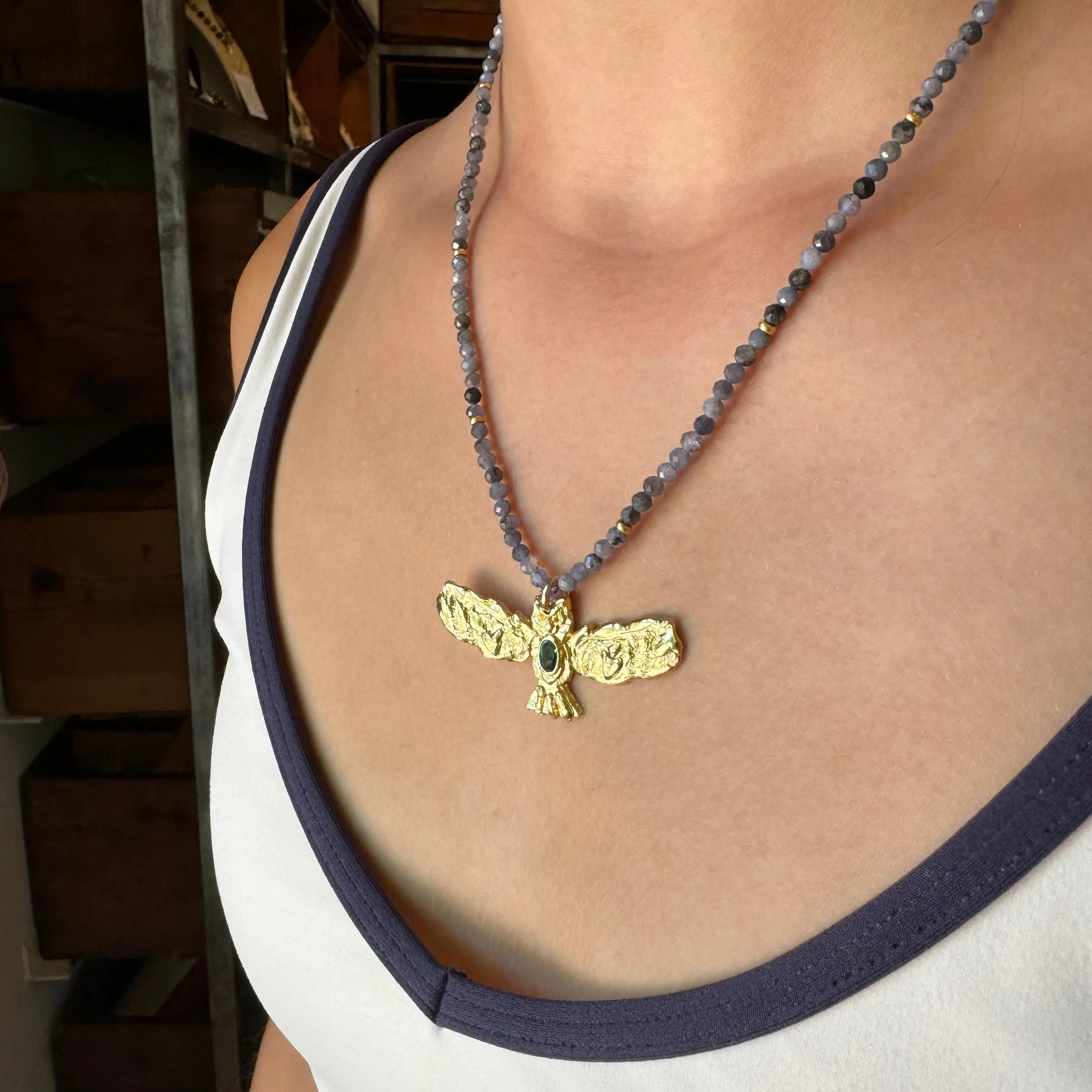 Athena's Owl Beaded Necklace