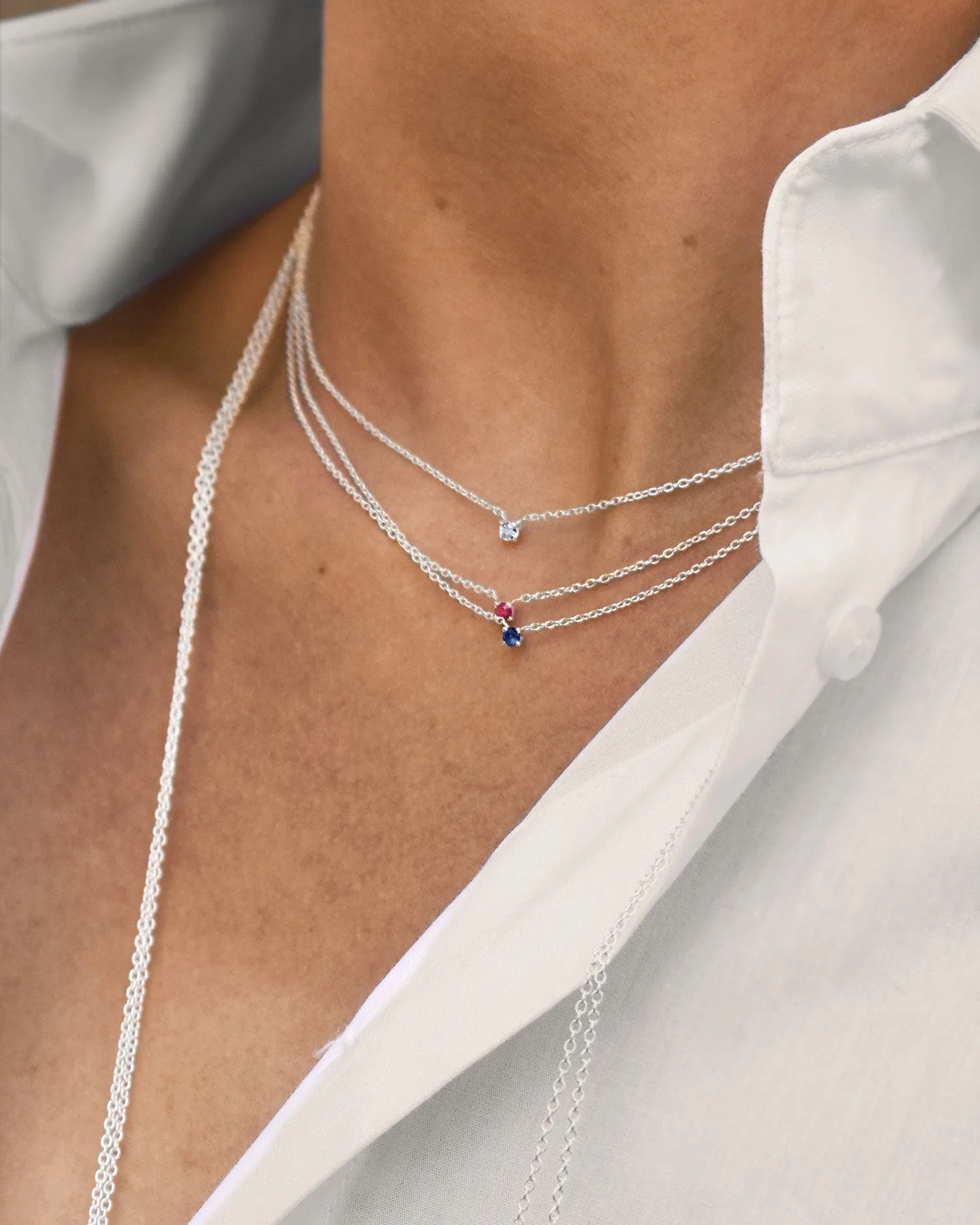 Birthstone necklace silver july