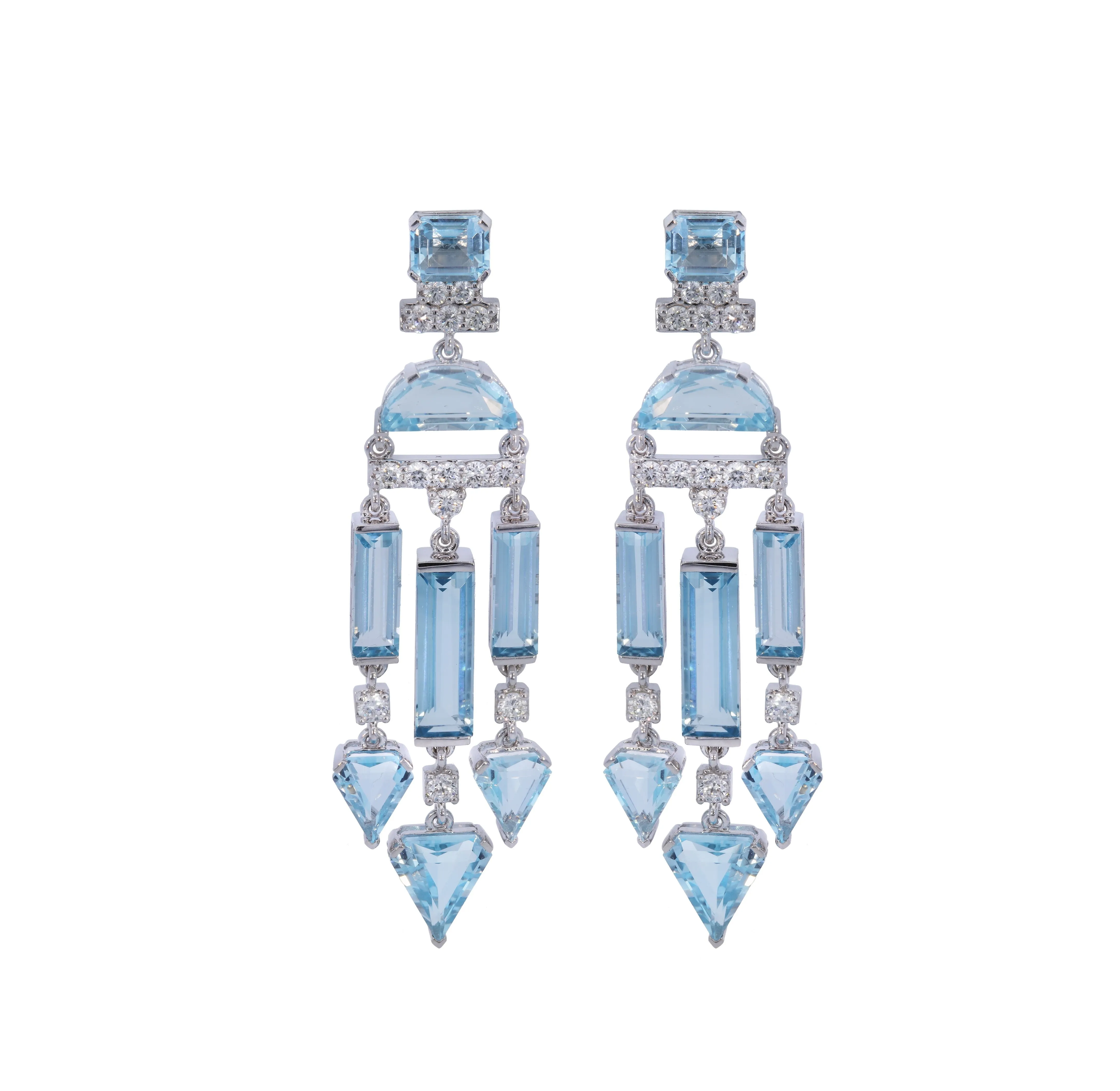 Blue Topaz and White Diamond Earrings