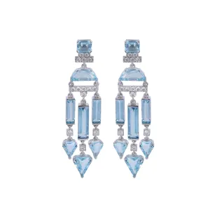 Blue Topaz and White Diamond Earrings