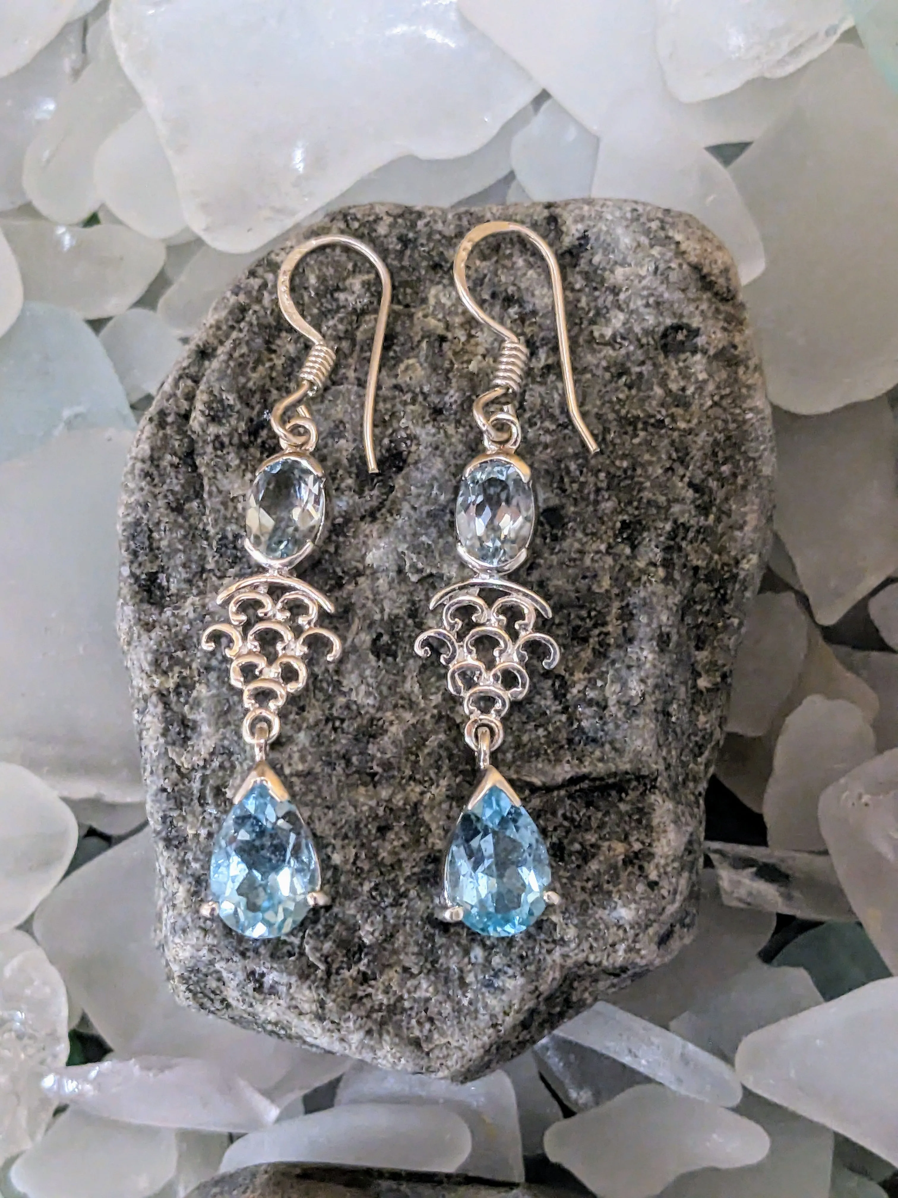 Blue Topaz Waterfall Earrings
