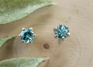 Blue Zircon Earrings; Genuine Cambodia Zircon; 1.065cts