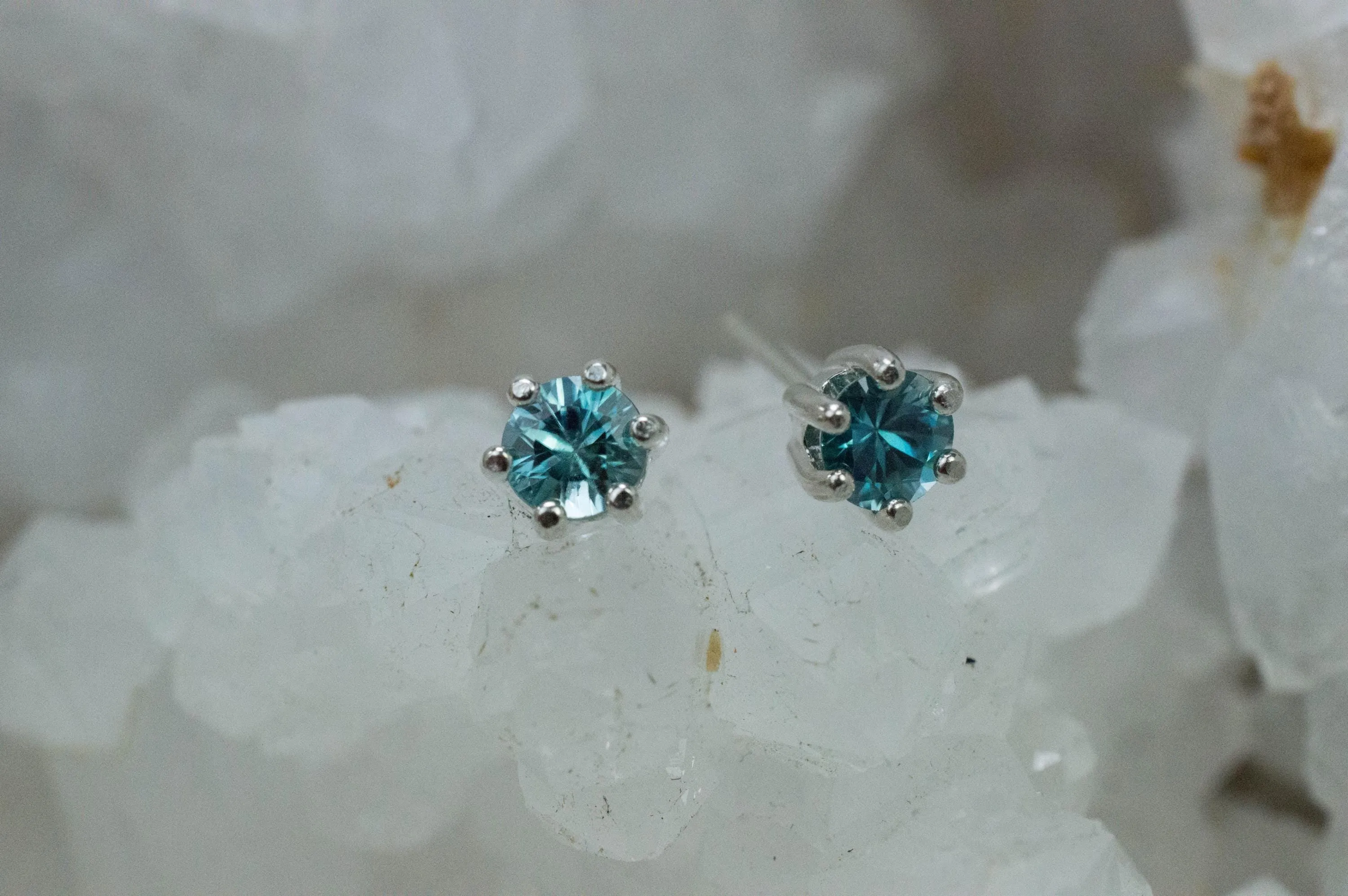 Blue Zircon Earrings; Genuine Cambodia Zircon; 1.065cts