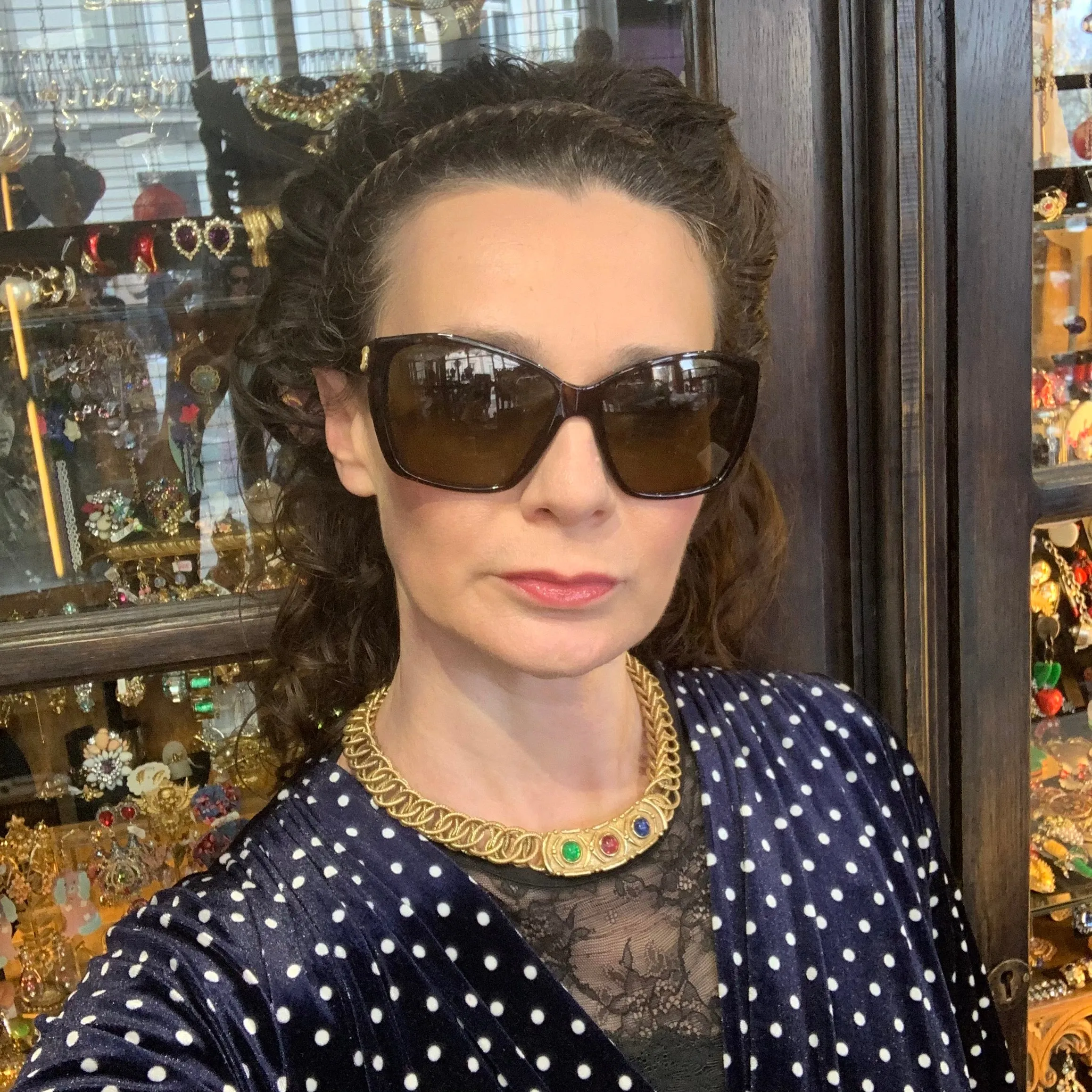 Christian Dior Ruby Emerald Sapphire Vintage Gold Chain necklace