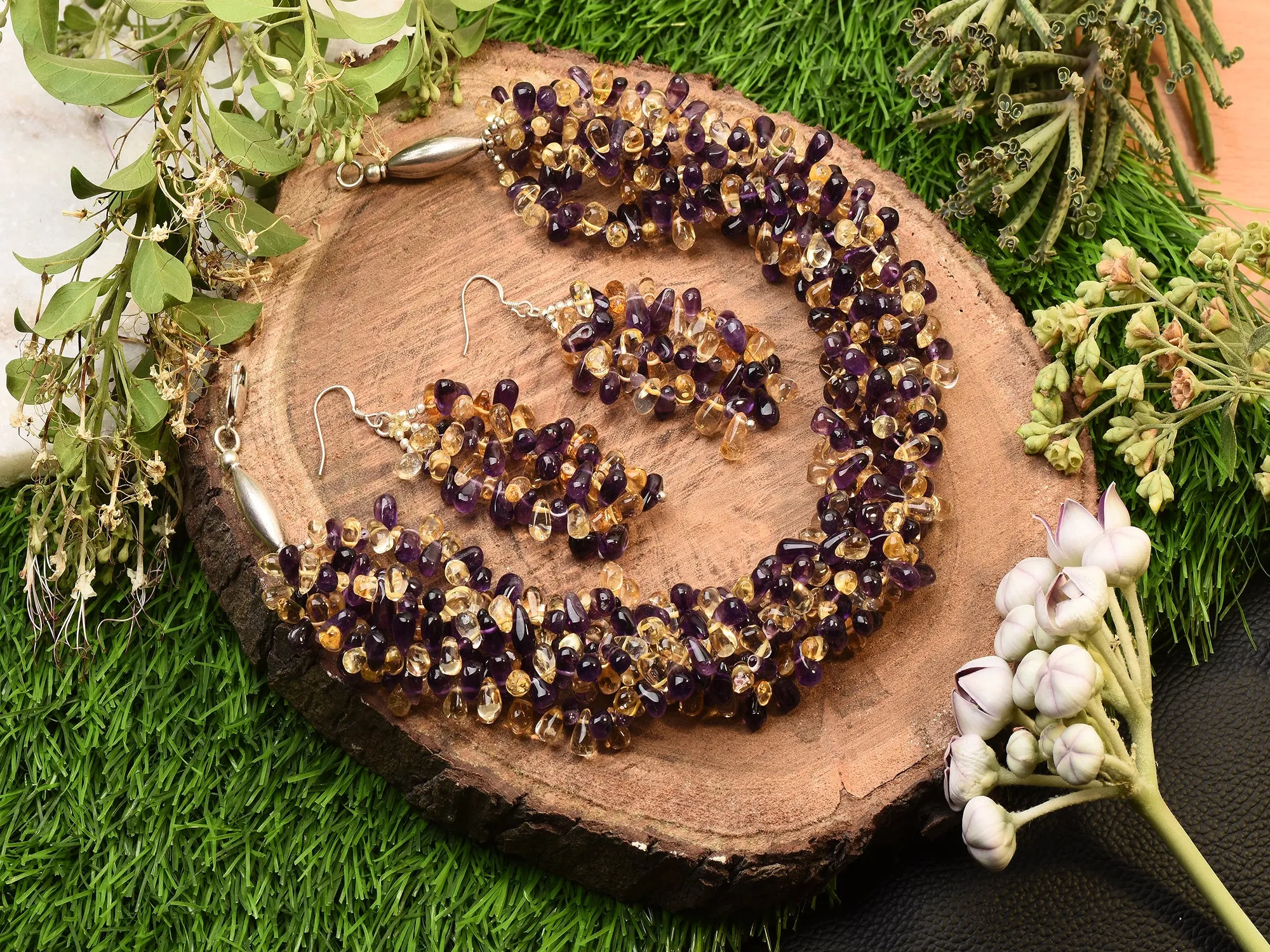 Citrine Amethyst Necklace Set