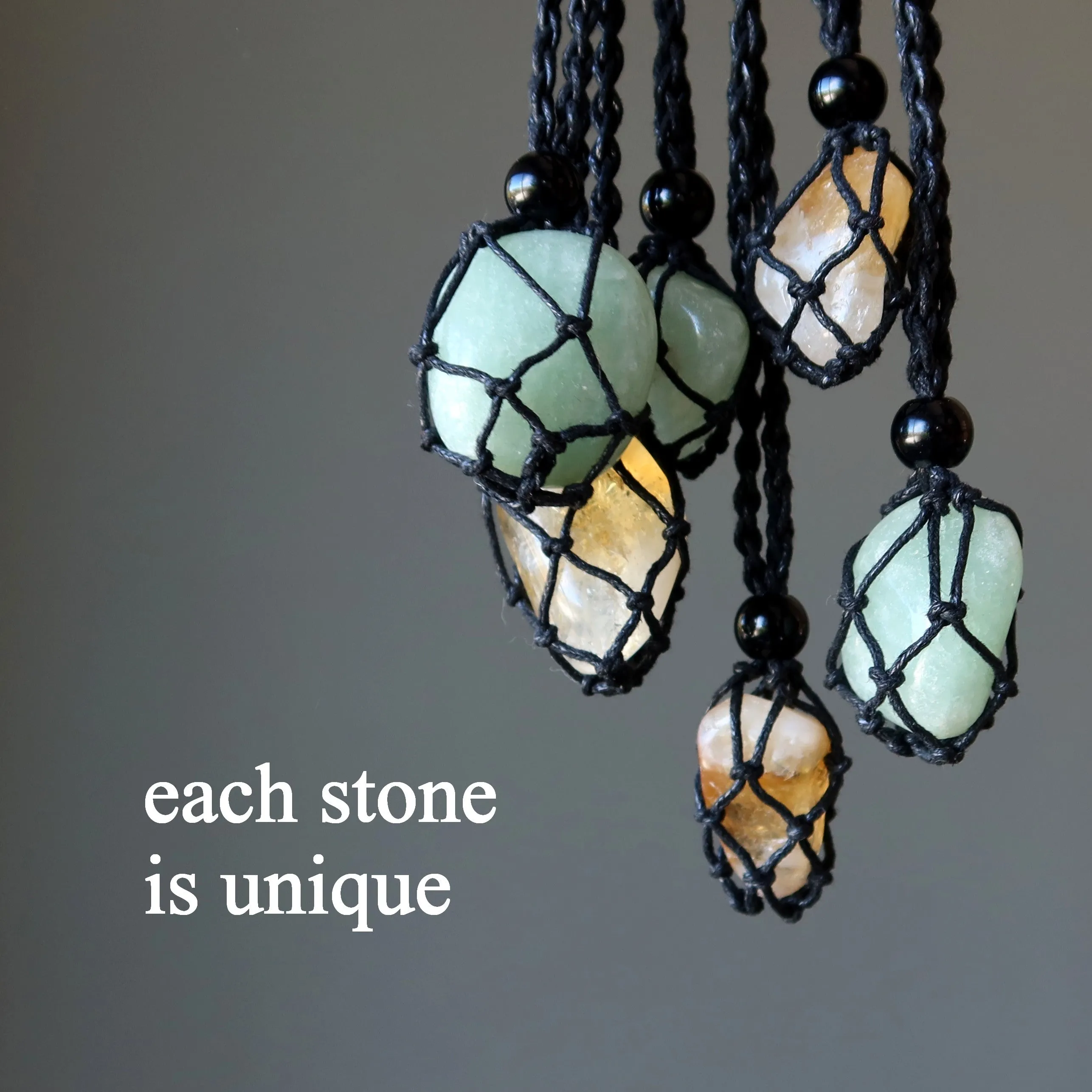 Citrine Aventurine Necklace Set Money Macrame Stones