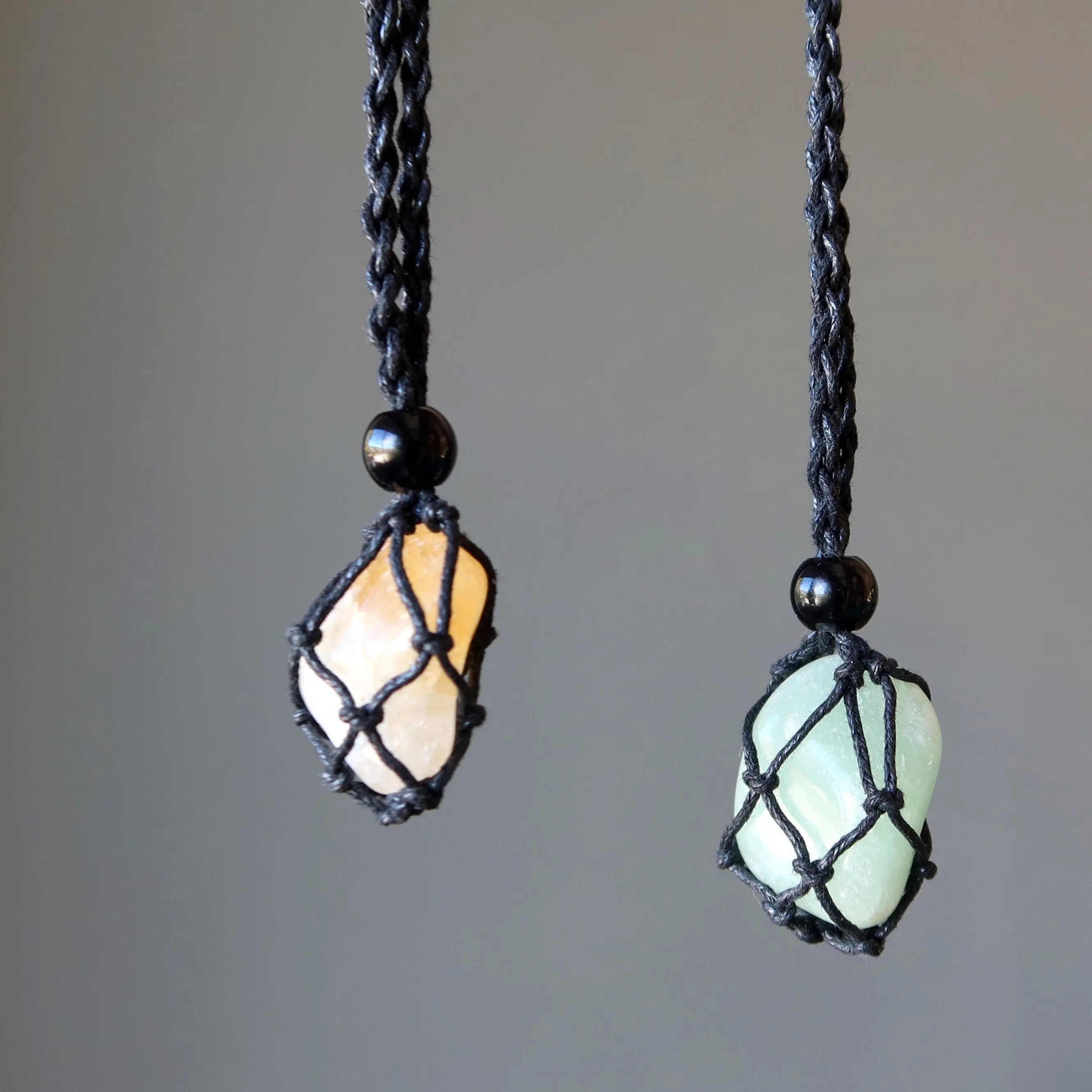 Citrine Aventurine Necklace Set Money Macrame Stones