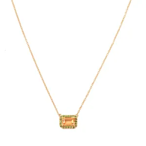 Citrine Diamond Halo Necklace