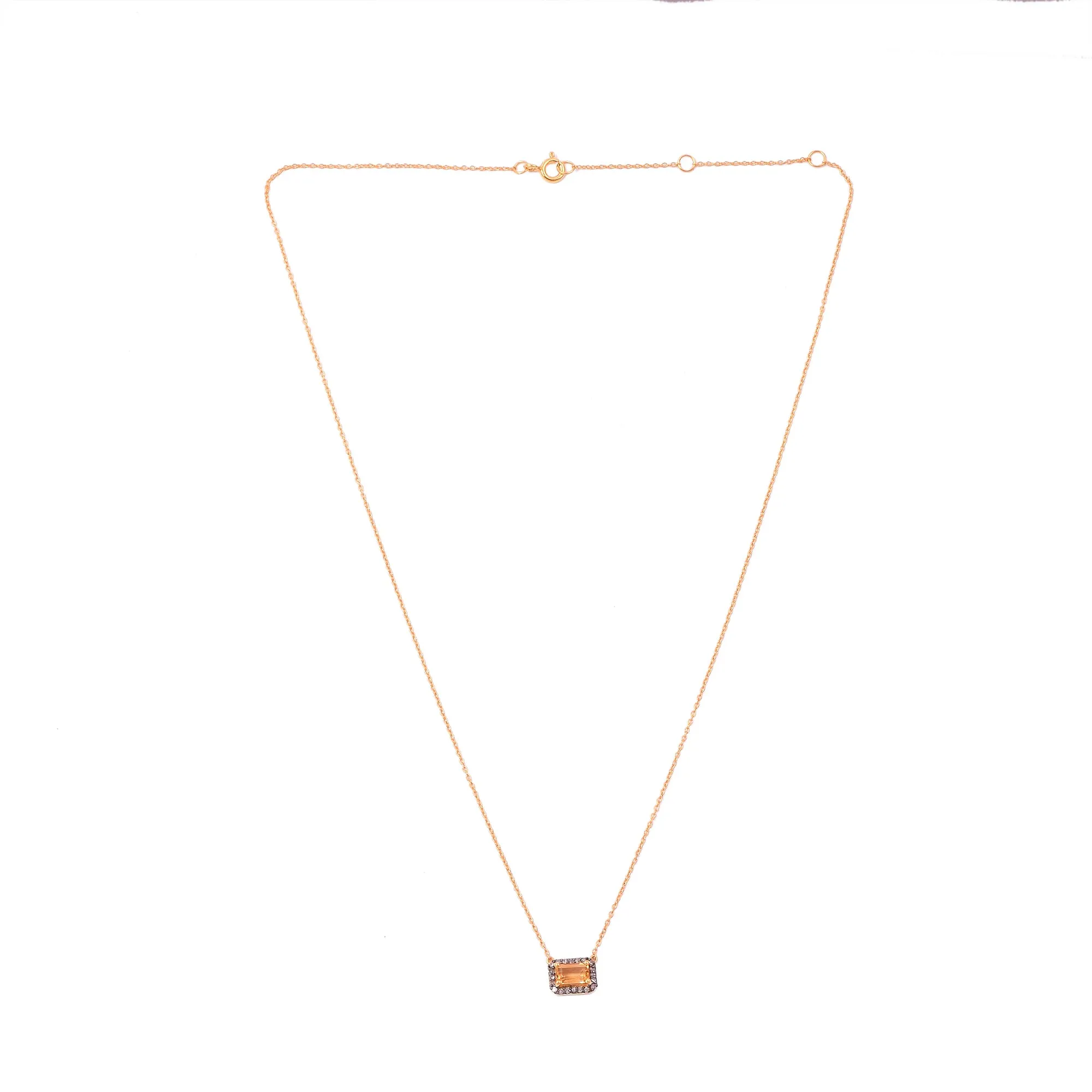 Citrine Diamond Halo Necklace