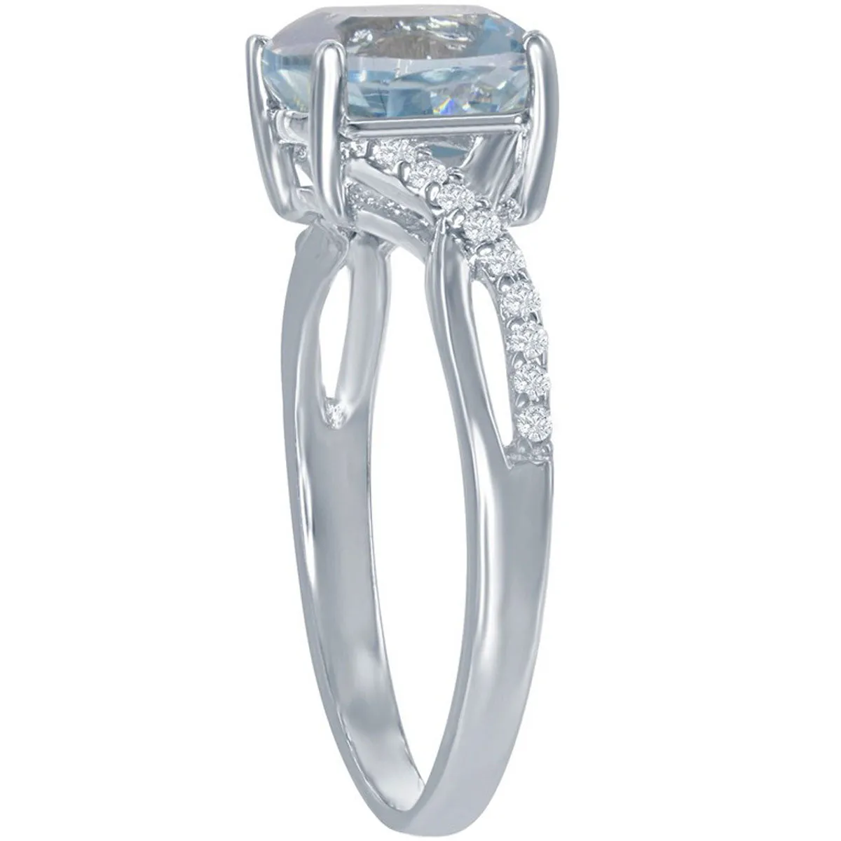 Classic Women's Blue Topaz with White Topaz Ring - W-1677