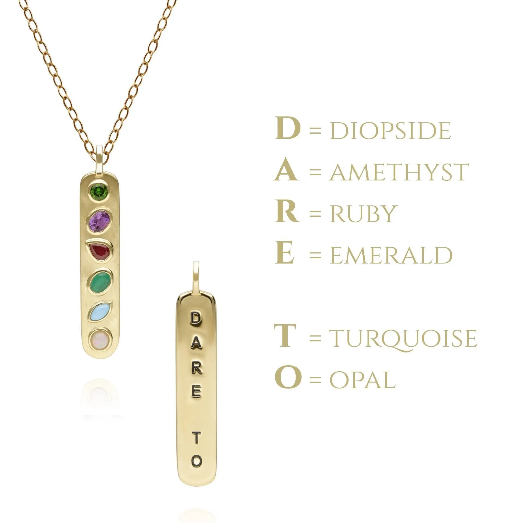 Coded Whispers "Dare To" Edelstein Anhänger