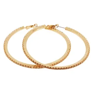 Crystal Hoop Earrings (Medium) - Brown