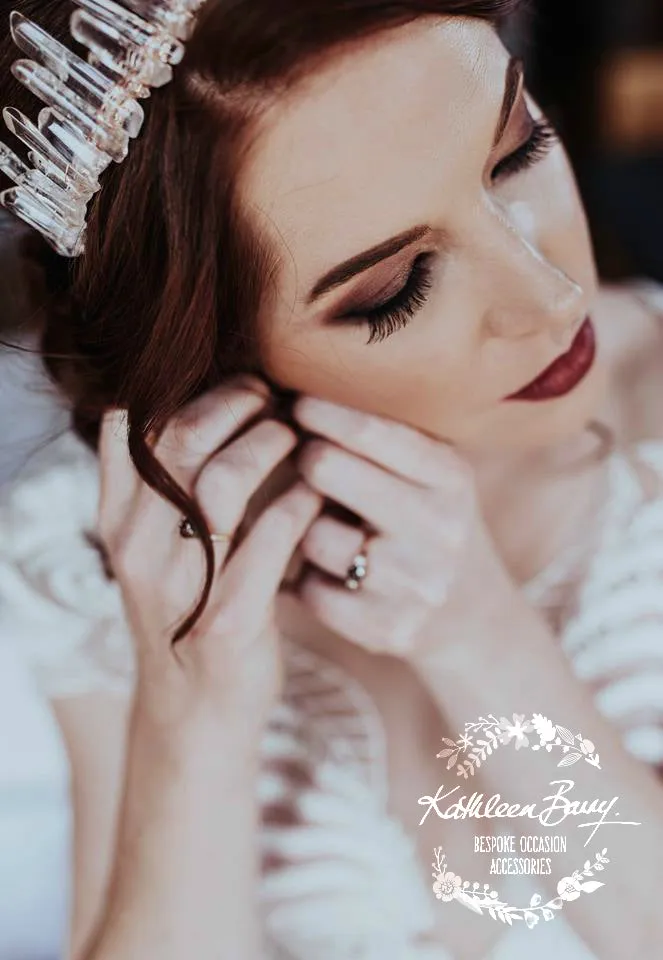 Crystal quartz bridal crown with rose gold, gold or silver wirework  - 35cm height