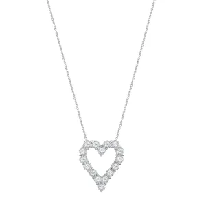 Cushion Cut 14K White Gold Open Heart Diamond Necklace