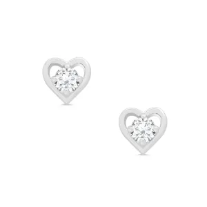 CZ Heart Stud Earrings in Sterling Silver