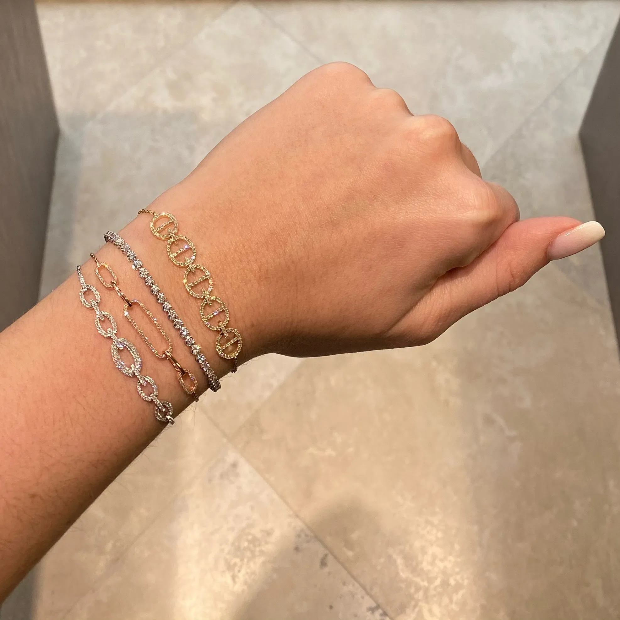 Diamond Adjustable Tri-Link Bracelet