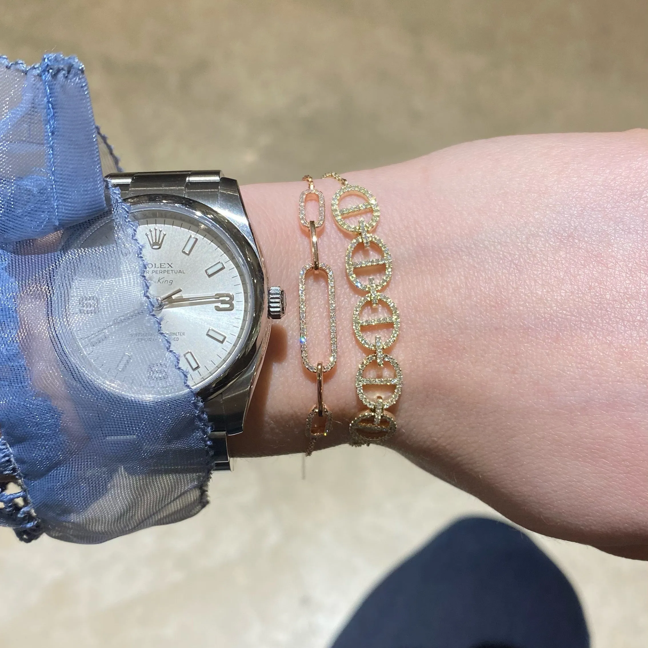 Diamond Adjustable Tri-Link Bracelet