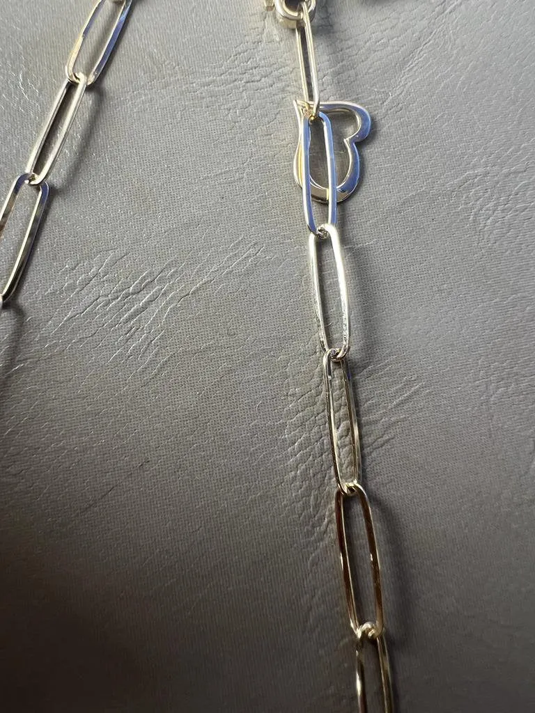 Diamond Paper Clip Necklace in 14K Yellow Gold | Link Necklace 0.35 CT | 14K Gold Adjustable Chain Necklace for Women | Paper Clip Necklace