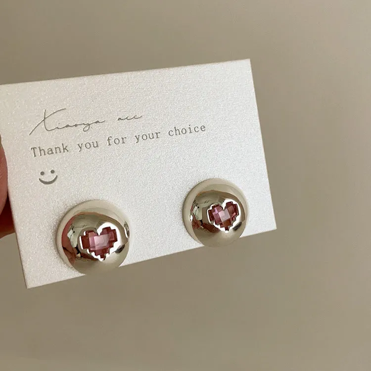 Digital Glitch Heart Earrings