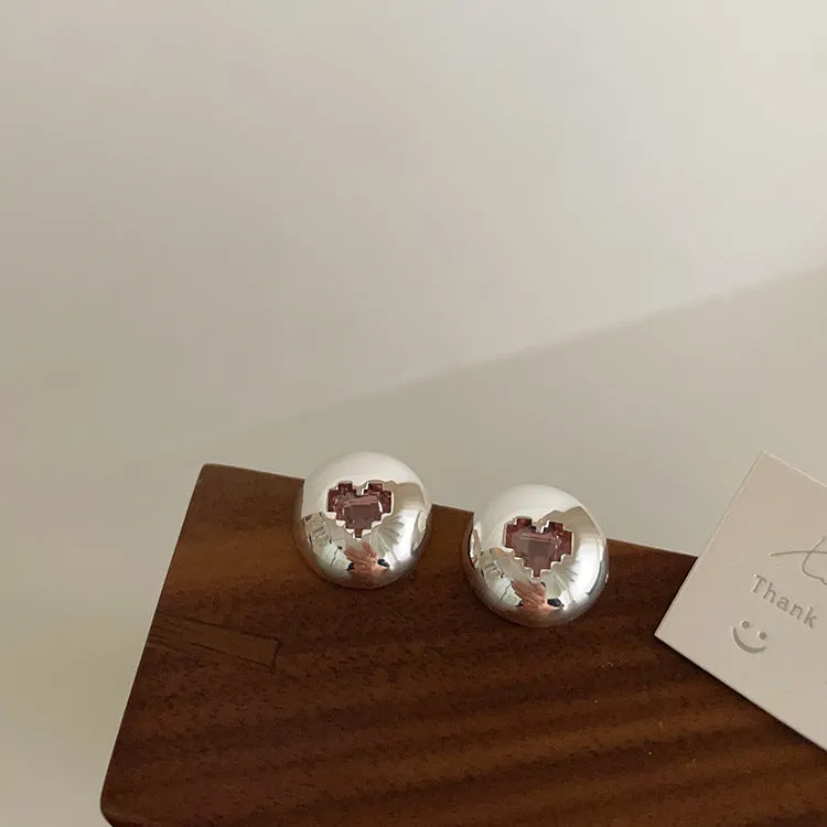 Digital Glitch Heart Earrings