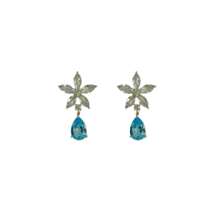 Flower & Dangle Topaz Earring