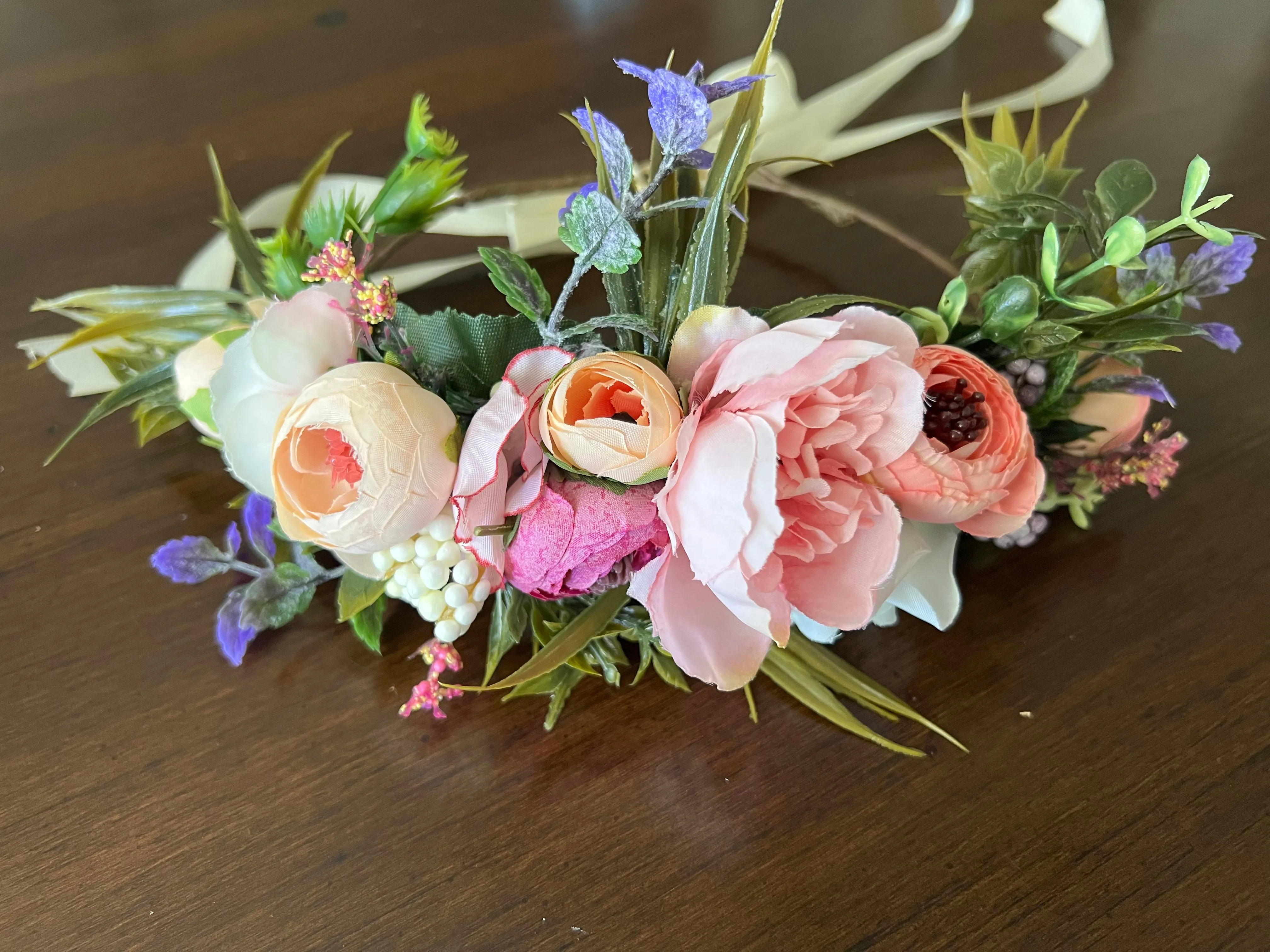 Flower Girl Creamy Pastels Head Wreath, Toddler Flower Crown