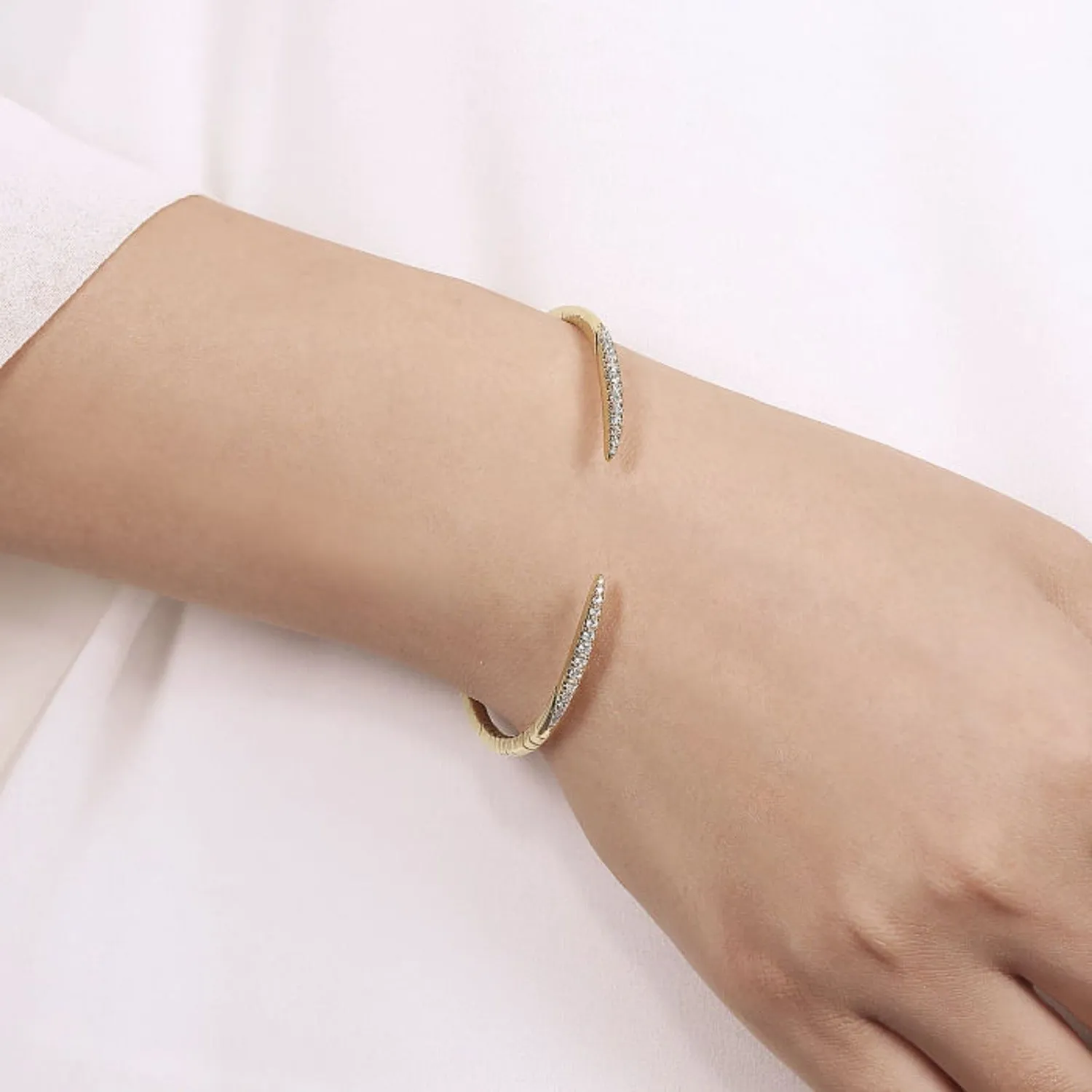 Gabriel & Co. Open Diamond Pave Bangle Bracelet