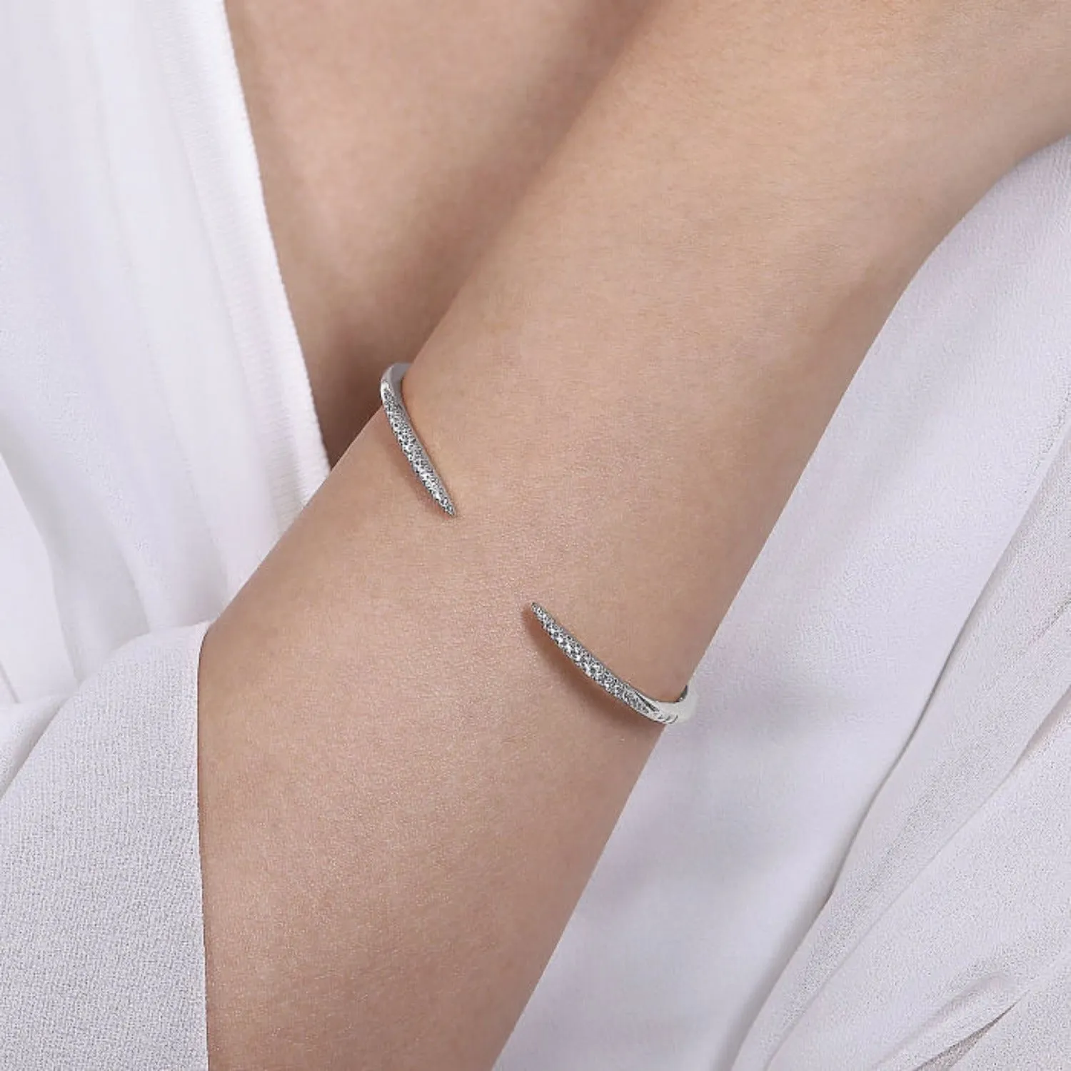 Gabriel & Co. Open Diamond Pave Bangle Bracelet