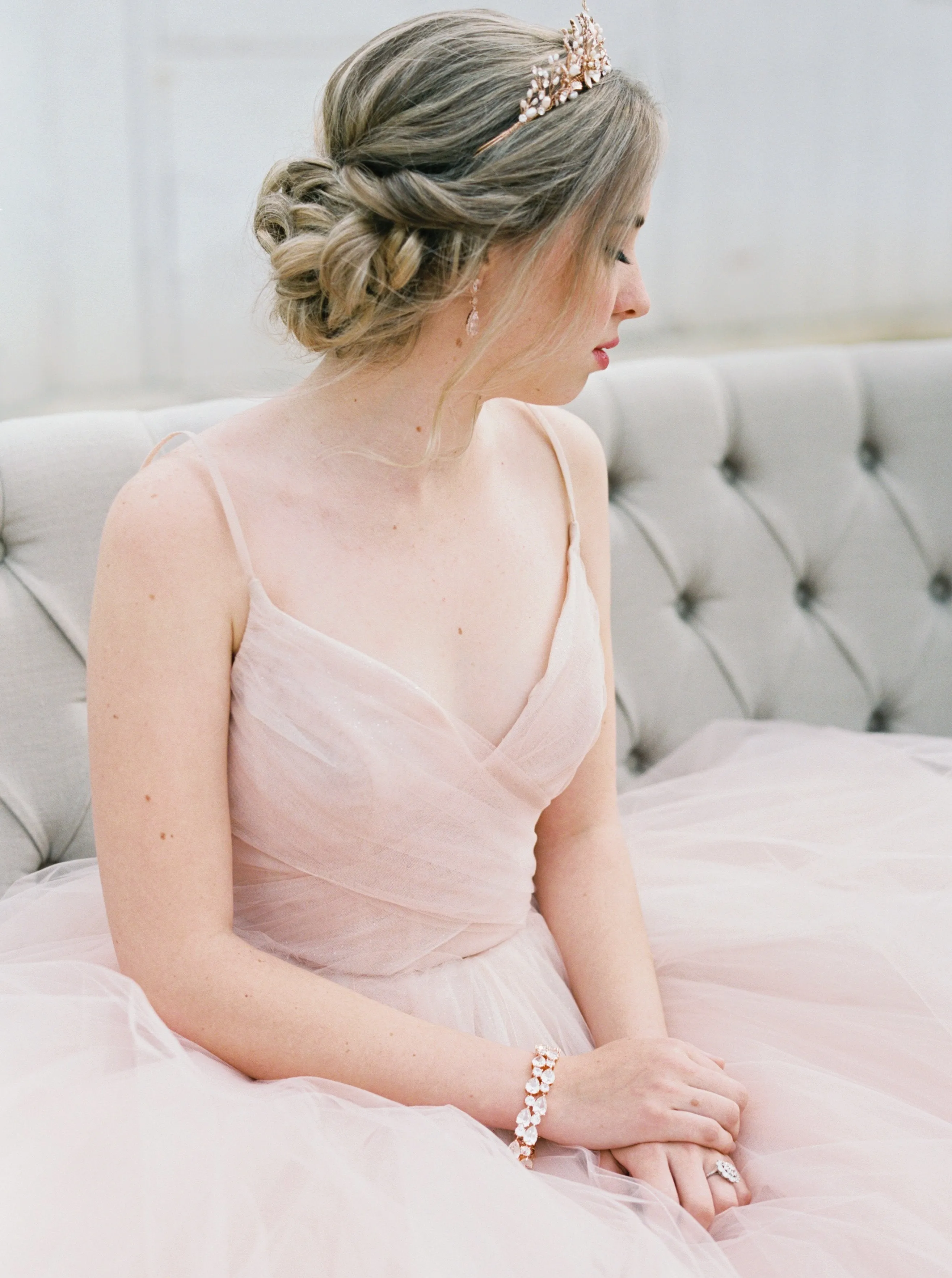 GENEVIEVE Tiara with Ruby and Emerald Briolettes