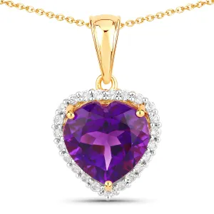 Genuine Amethyst Heart Pendant Necklace