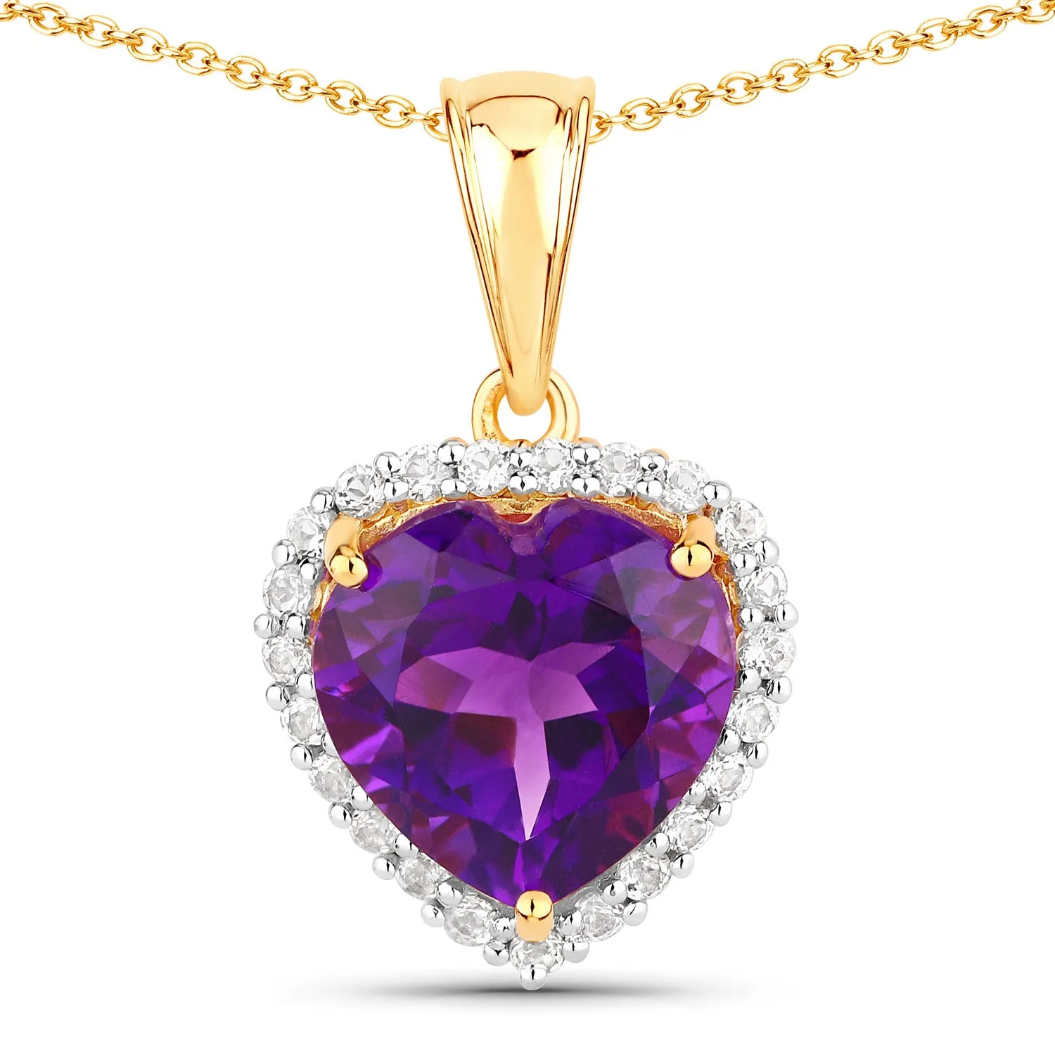 Genuine Amethyst Heart Pendant Necklace