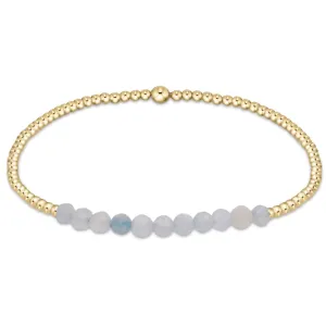 Gold Bliss 2mm Bead Bracelet - Aquamarine