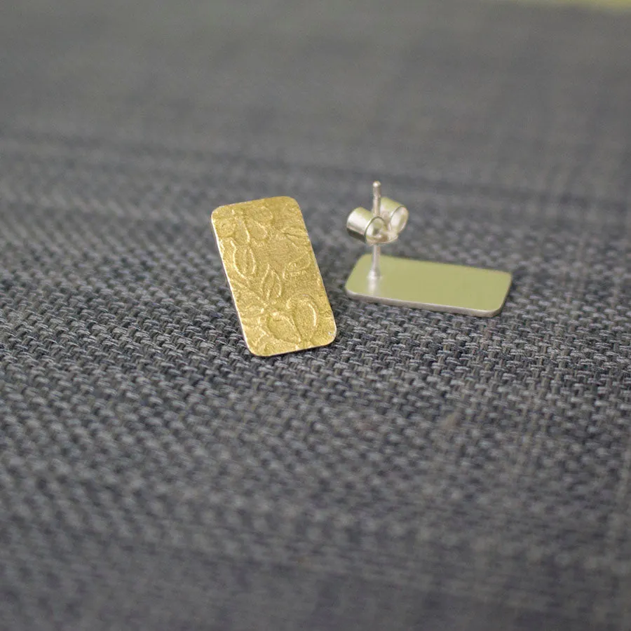 Golden Blossom Tag Stud Earrings