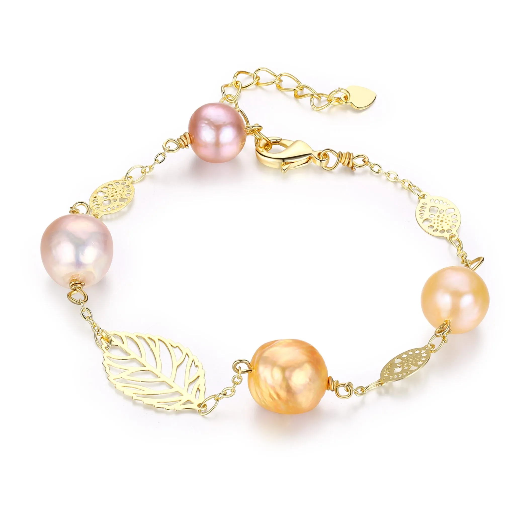 Golden Leaf Baroque Edison Pearl Necklace & Bracelet Gift Set
