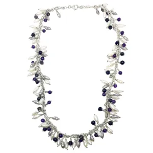 Grappolo Fresh Water pearls, Amethyst And Iolite
