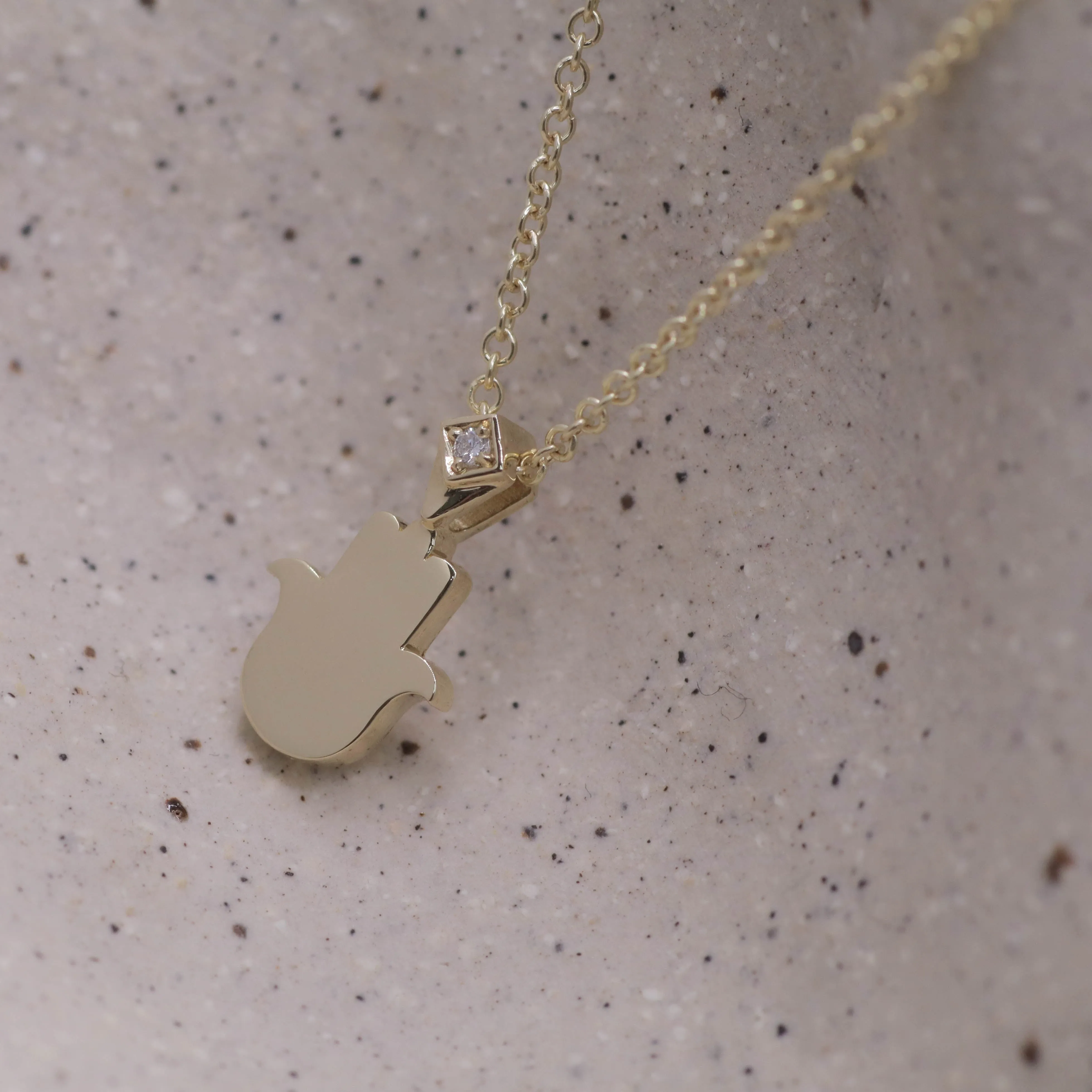 Hamsa Gold Necklace Diamond