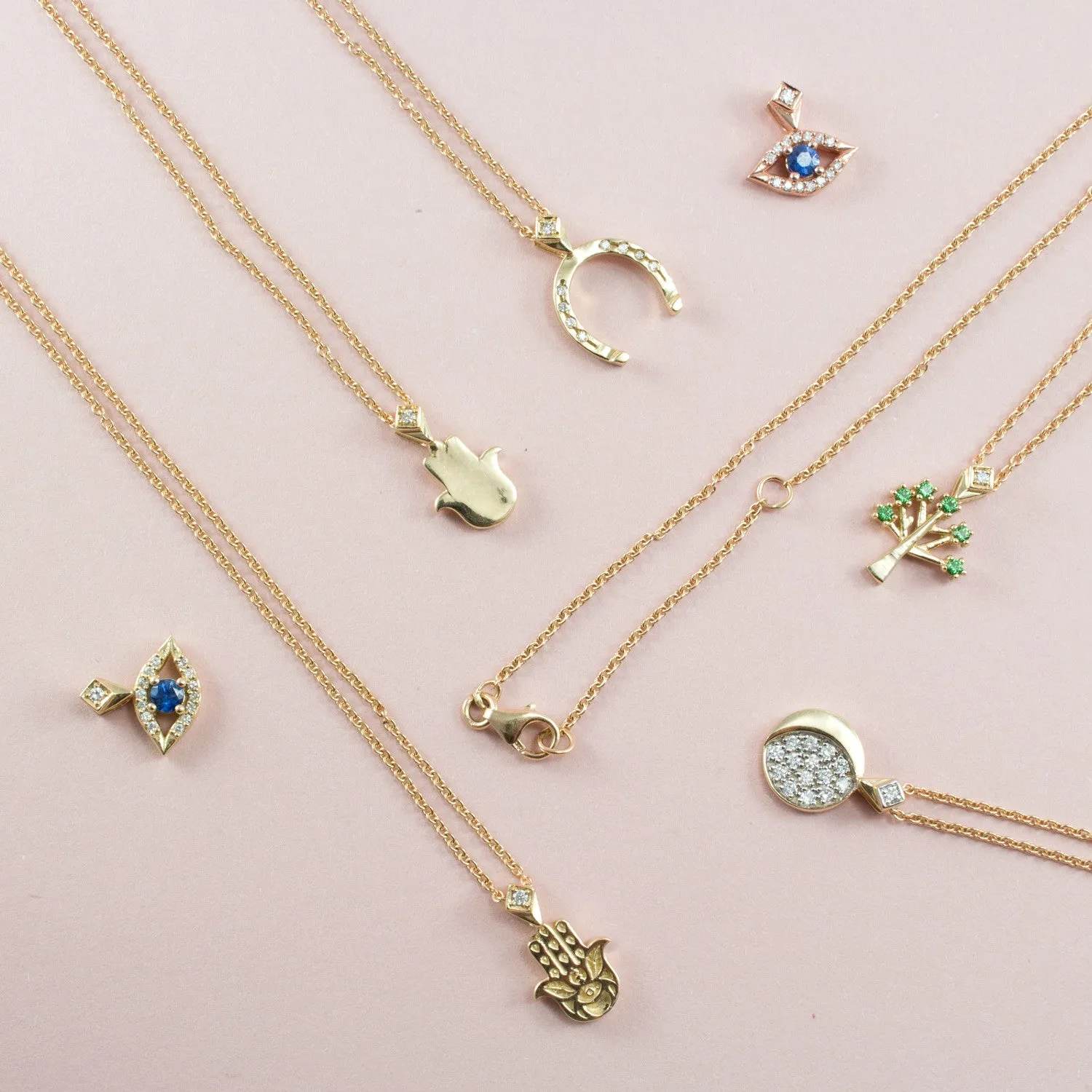 Hamsa Gold Necklace Diamond