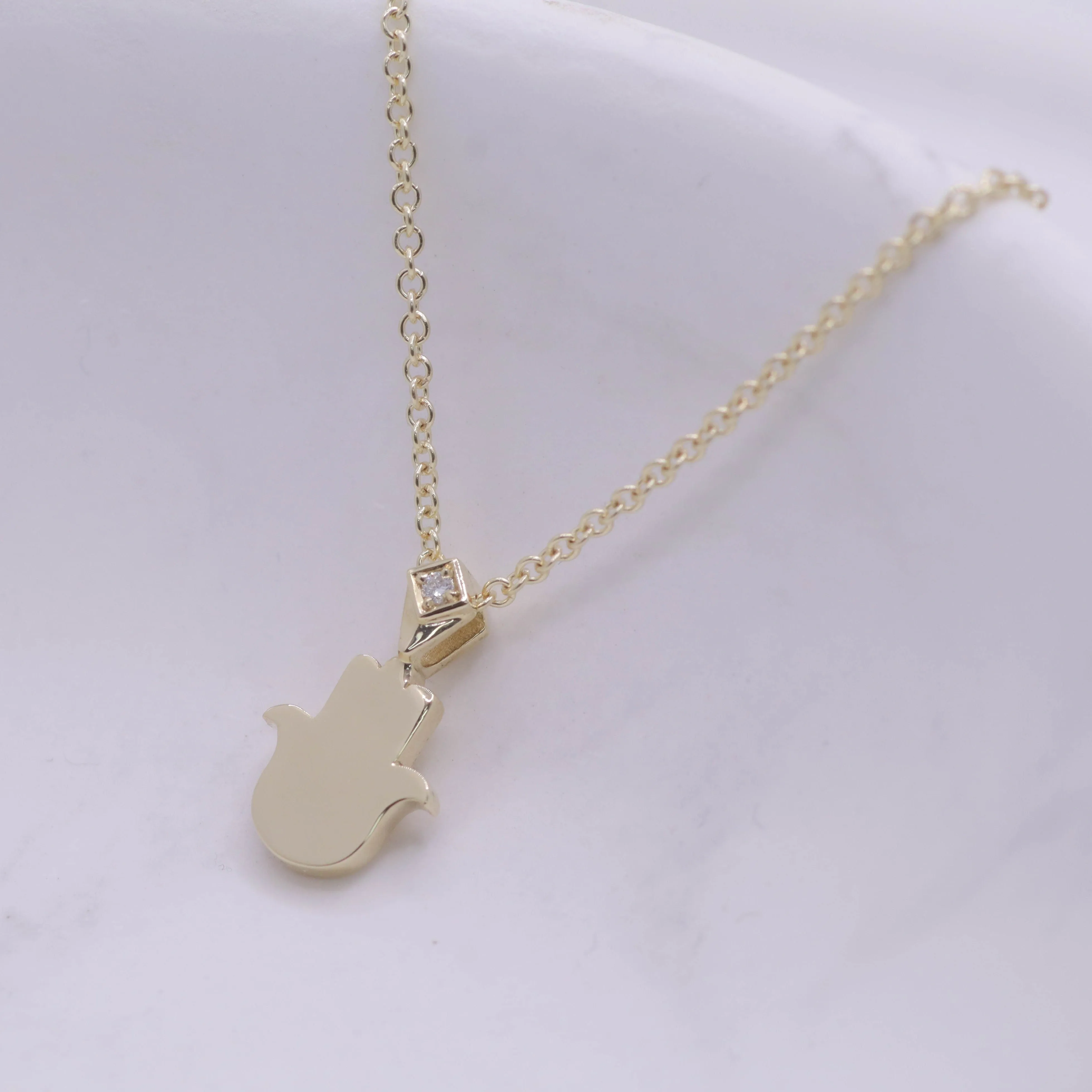 Hamsa Gold Necklace Diamond