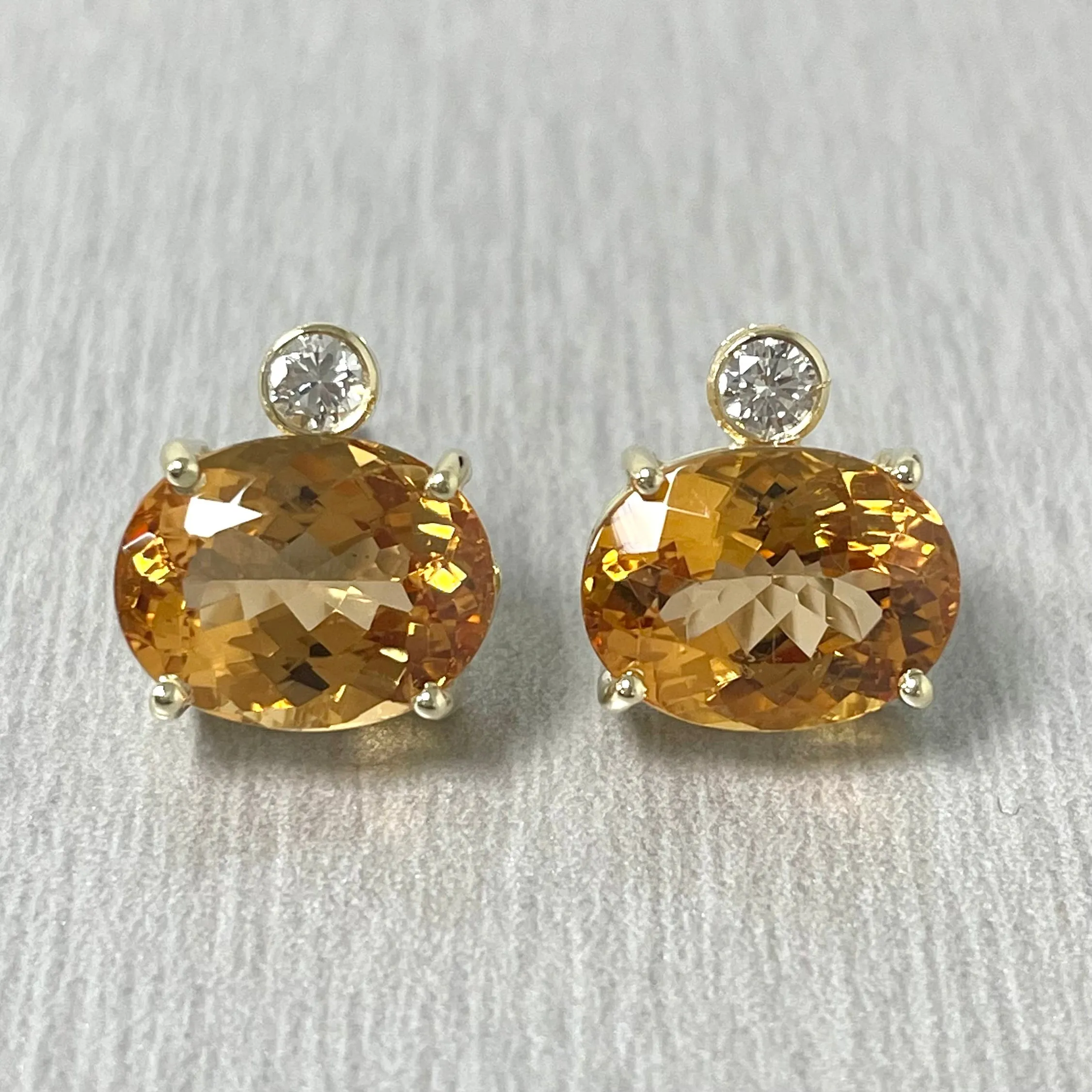 Imperial Topaz & Diamond Earrings in 18K Yellow Gold
