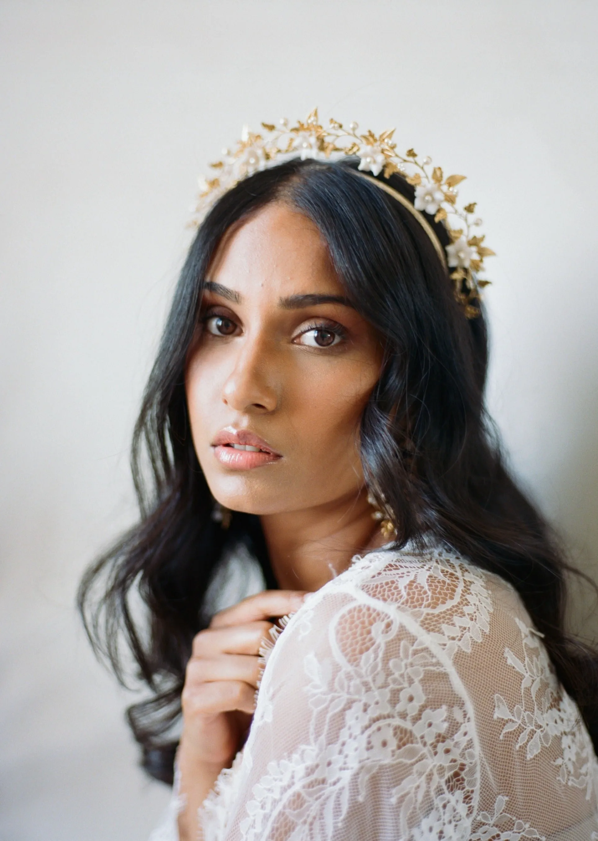 INES Grape Vine and Clay Flower Halo Crown