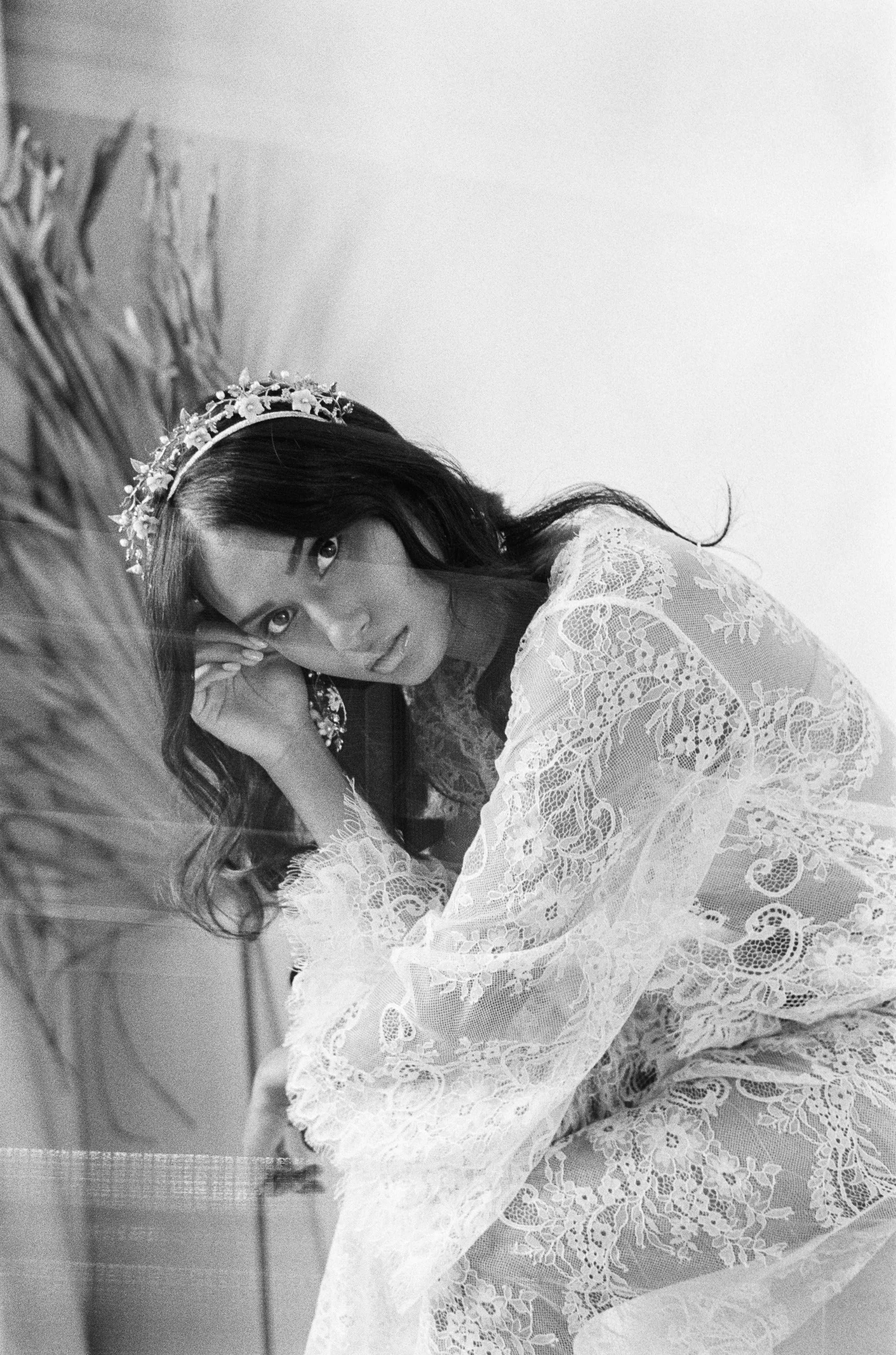 INES Grape Vine and Clay Flower Halo Crown