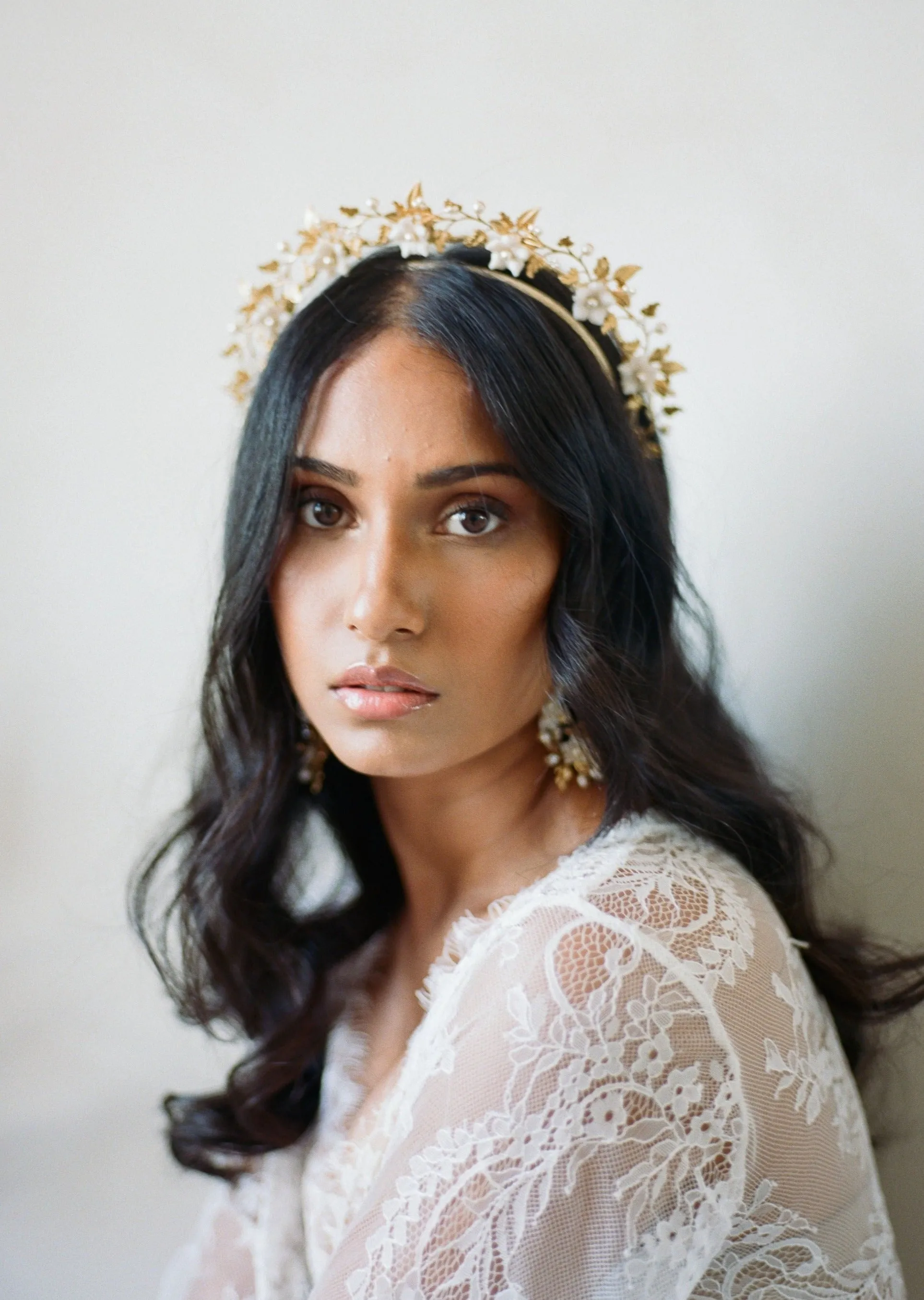 INES Grape Vine and Clay Flower Halo Crown