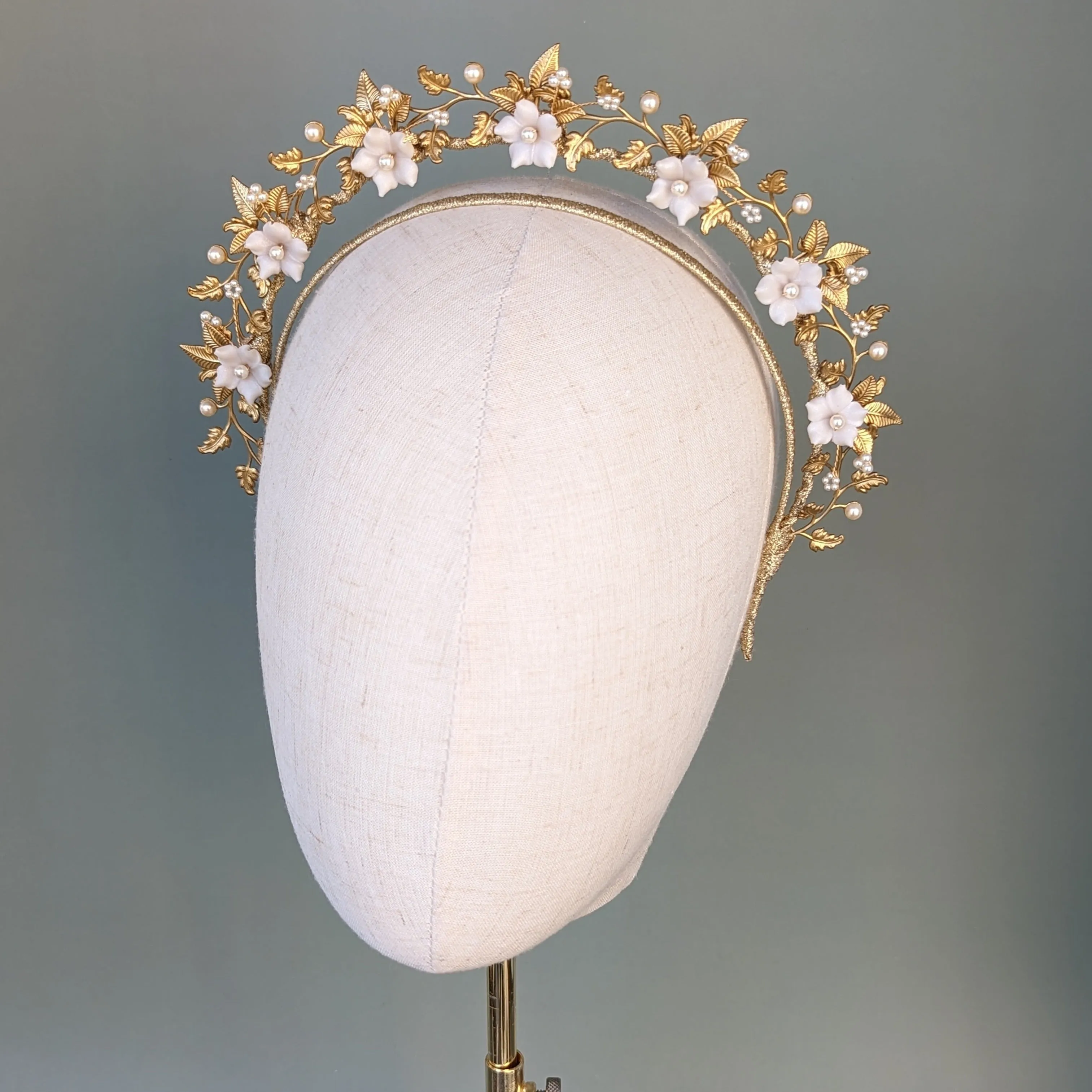 INES Grape Vine and Clay Flower Halo Crown
