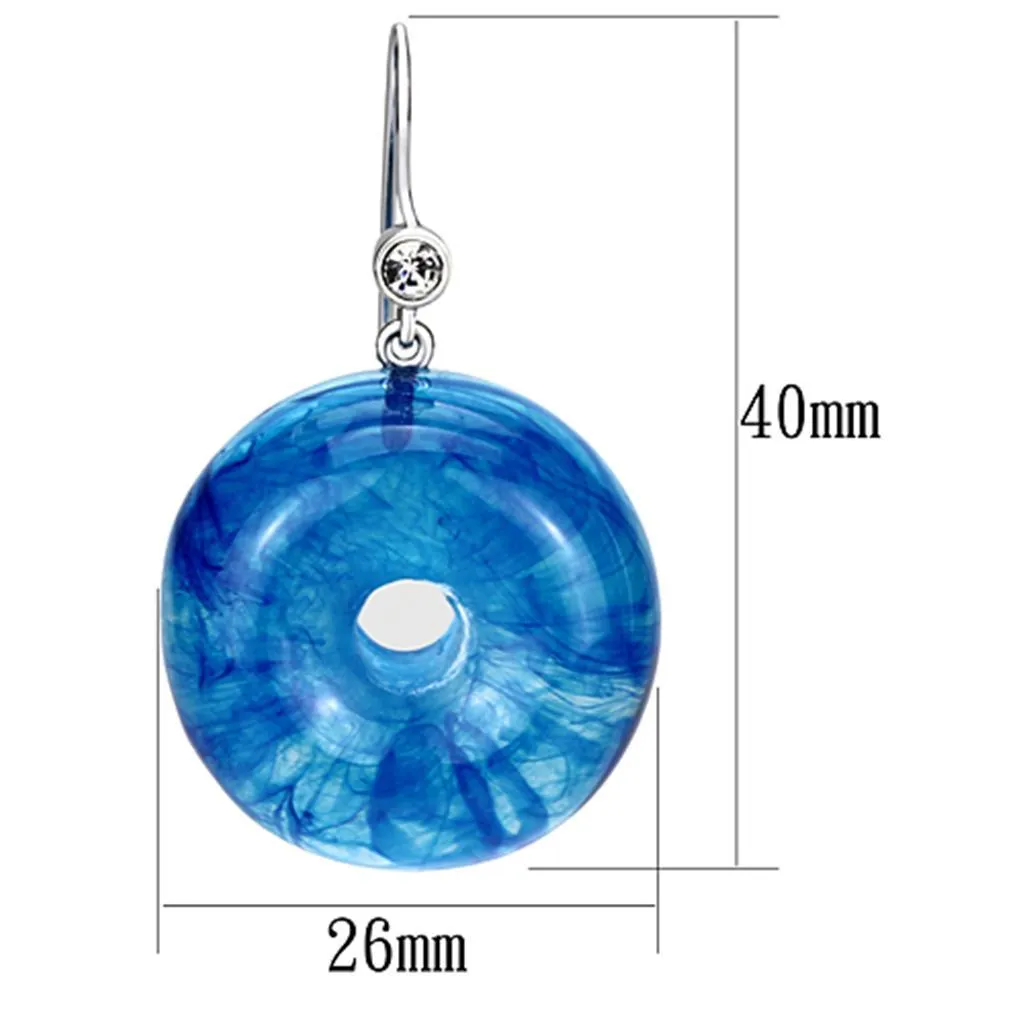 IP rhodium (PVD) Brass Earrings with Synthetic Synthetic Stone in Blue Topaz Title Default Title for Women Blue Topaz Stone Color Style VL069