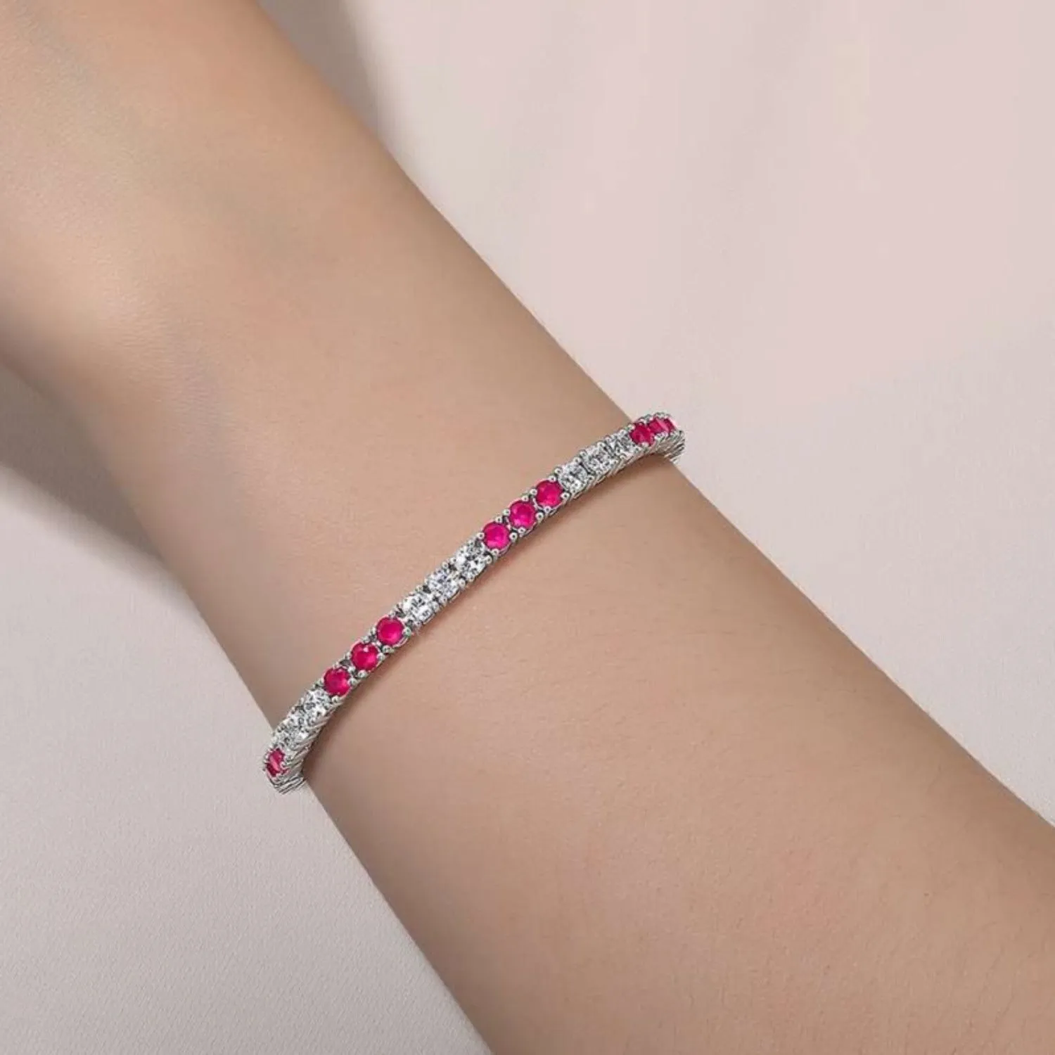 Lafonn Lab-Grown Ruby and Simulated Diamond Tennis Bracelet